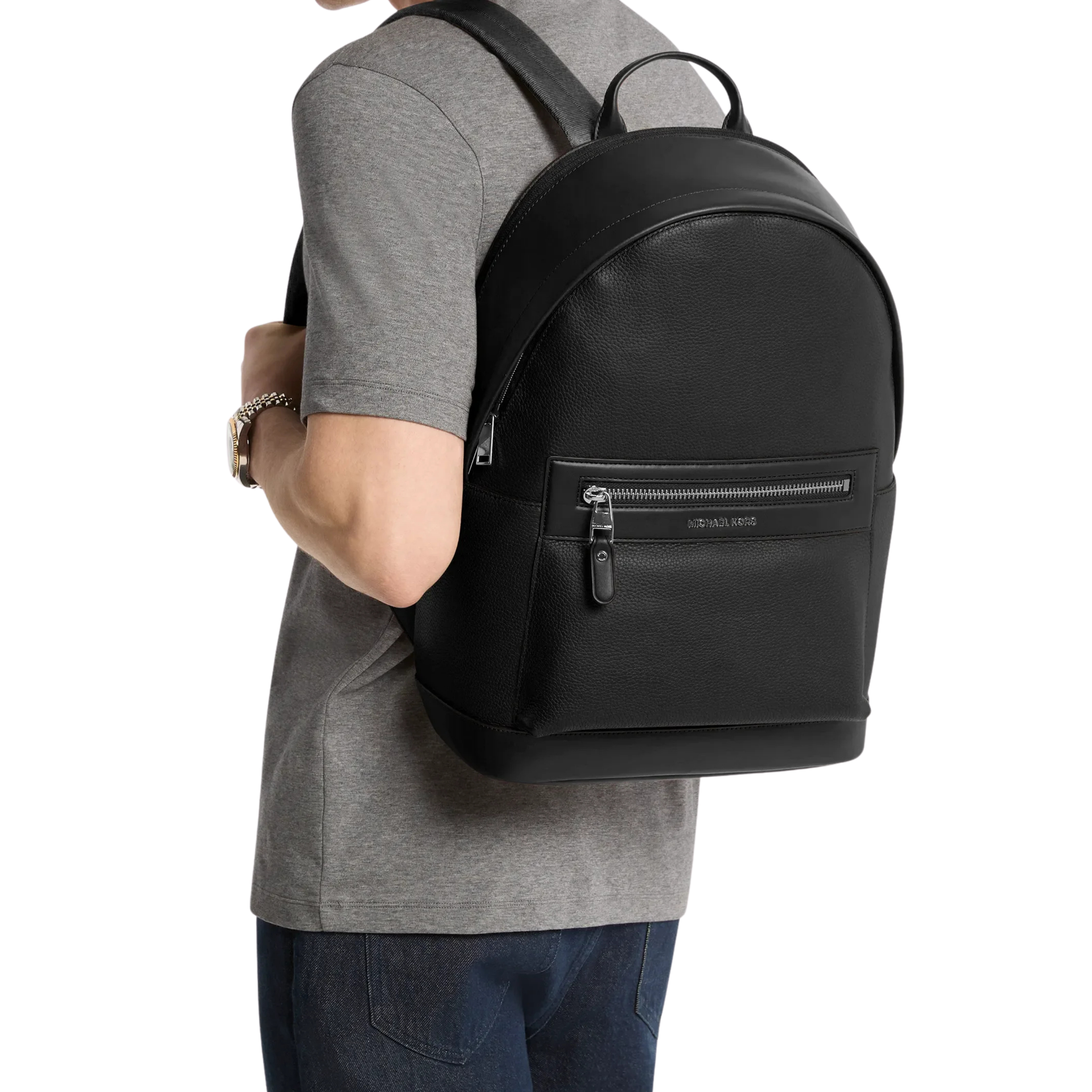 Michael Kors Men Jet Set Pebbled Leather Backpack - Black