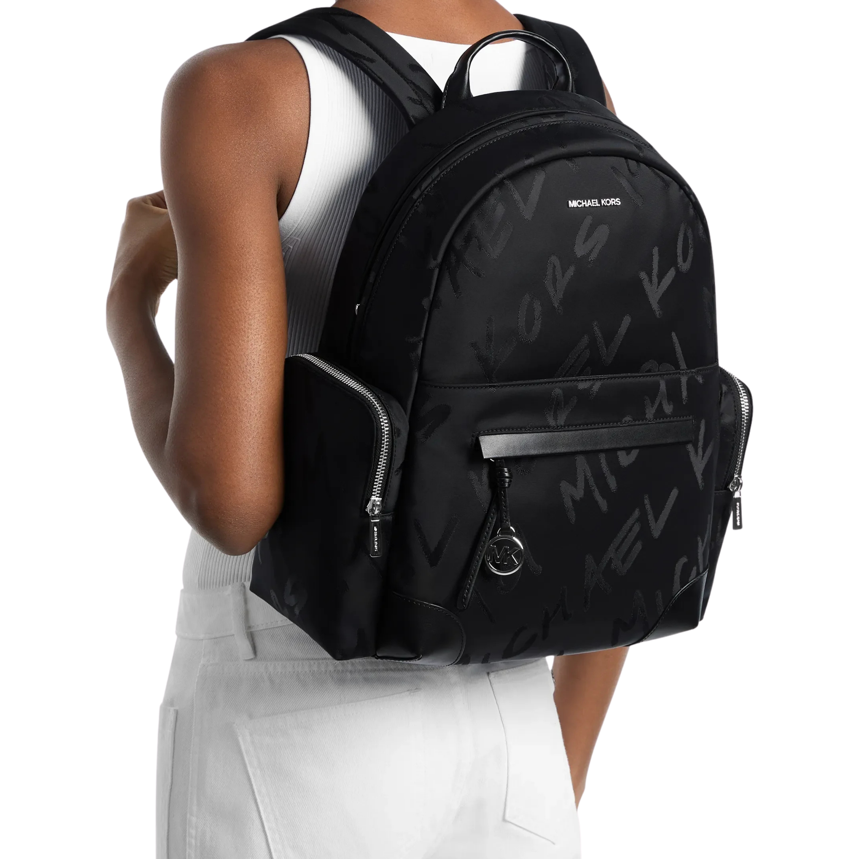 Michael Kors Women Prescott Large Printed Nylon Backpack - Black