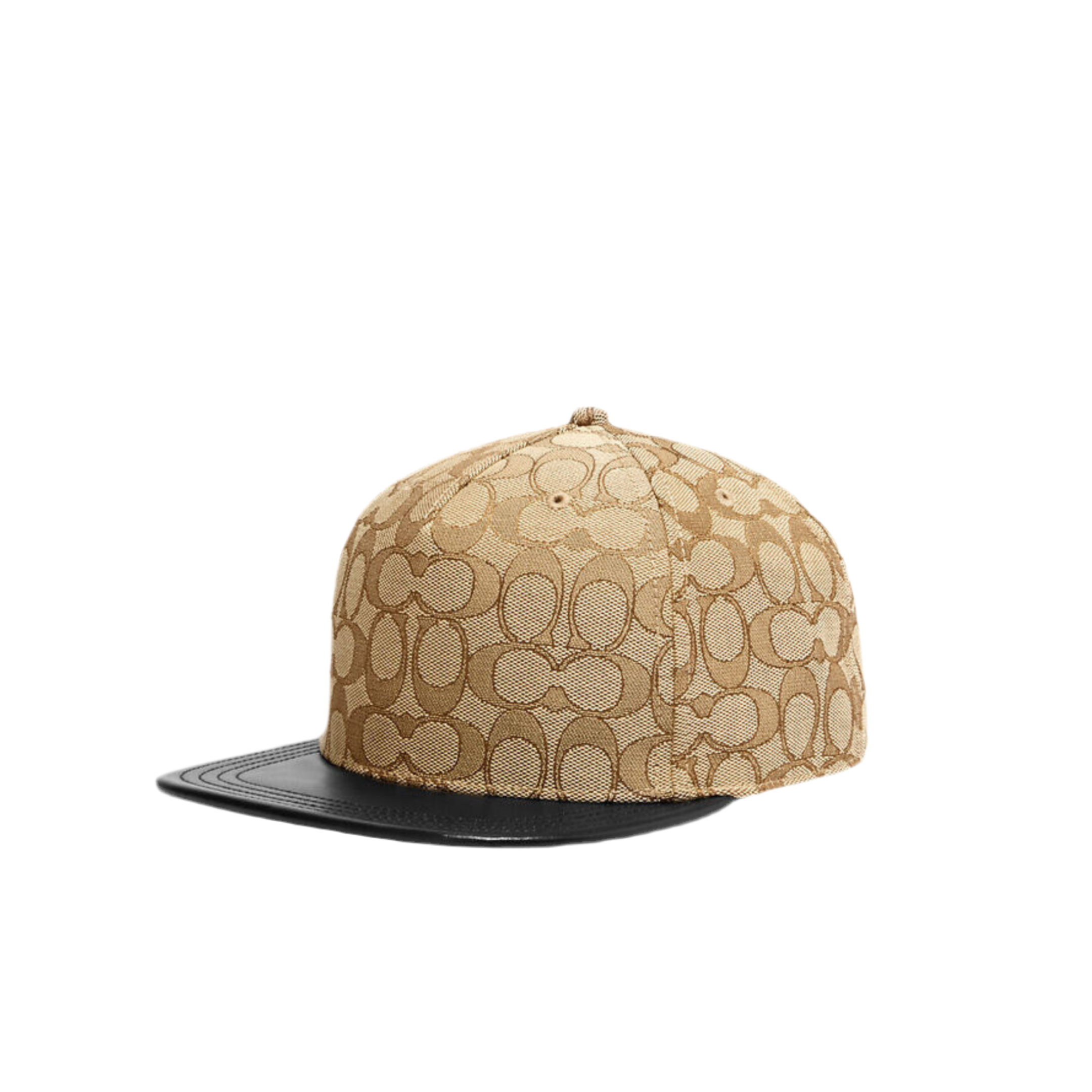 Coach Unisex Signature Jacquard Flat Brim Cap - Khaki