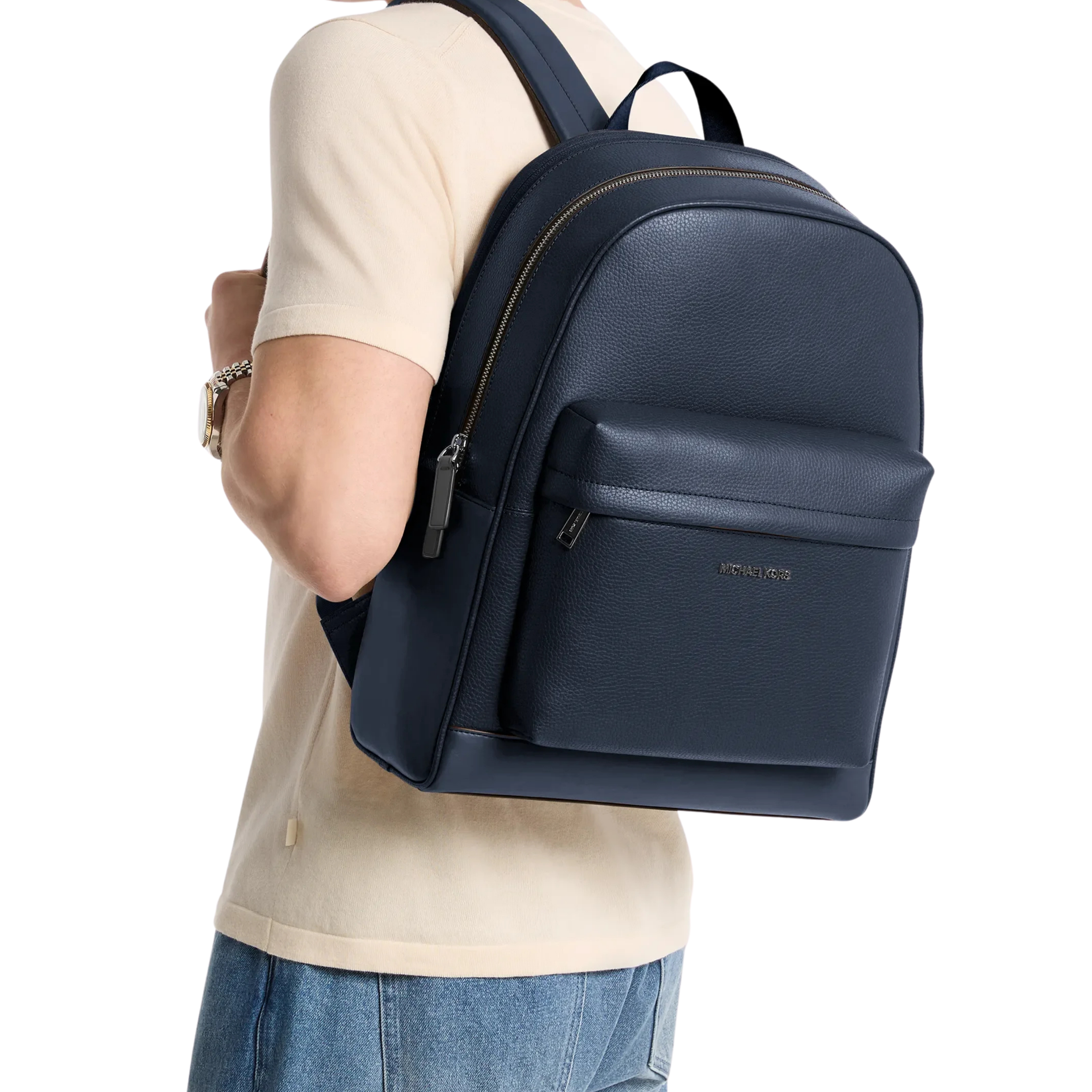 Michael Kors Men Pacey Leather Backpack - Navy