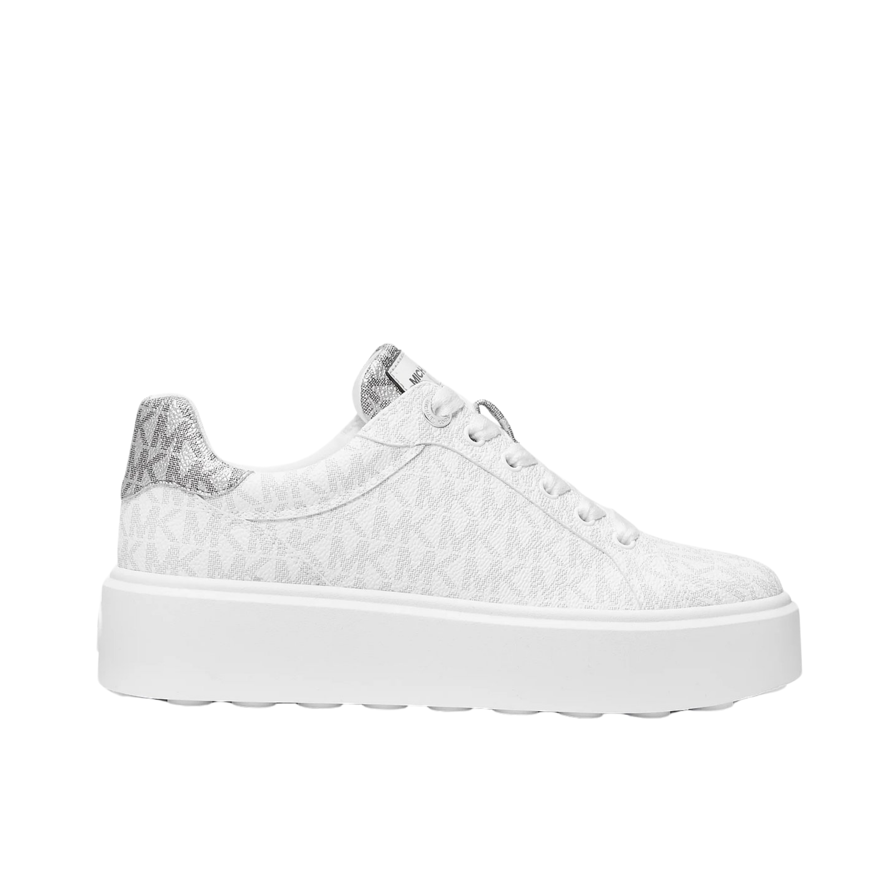 Michael Kors Women Romey Metallic Two Tone Signature Logo Platform Sneaker - Bright  White