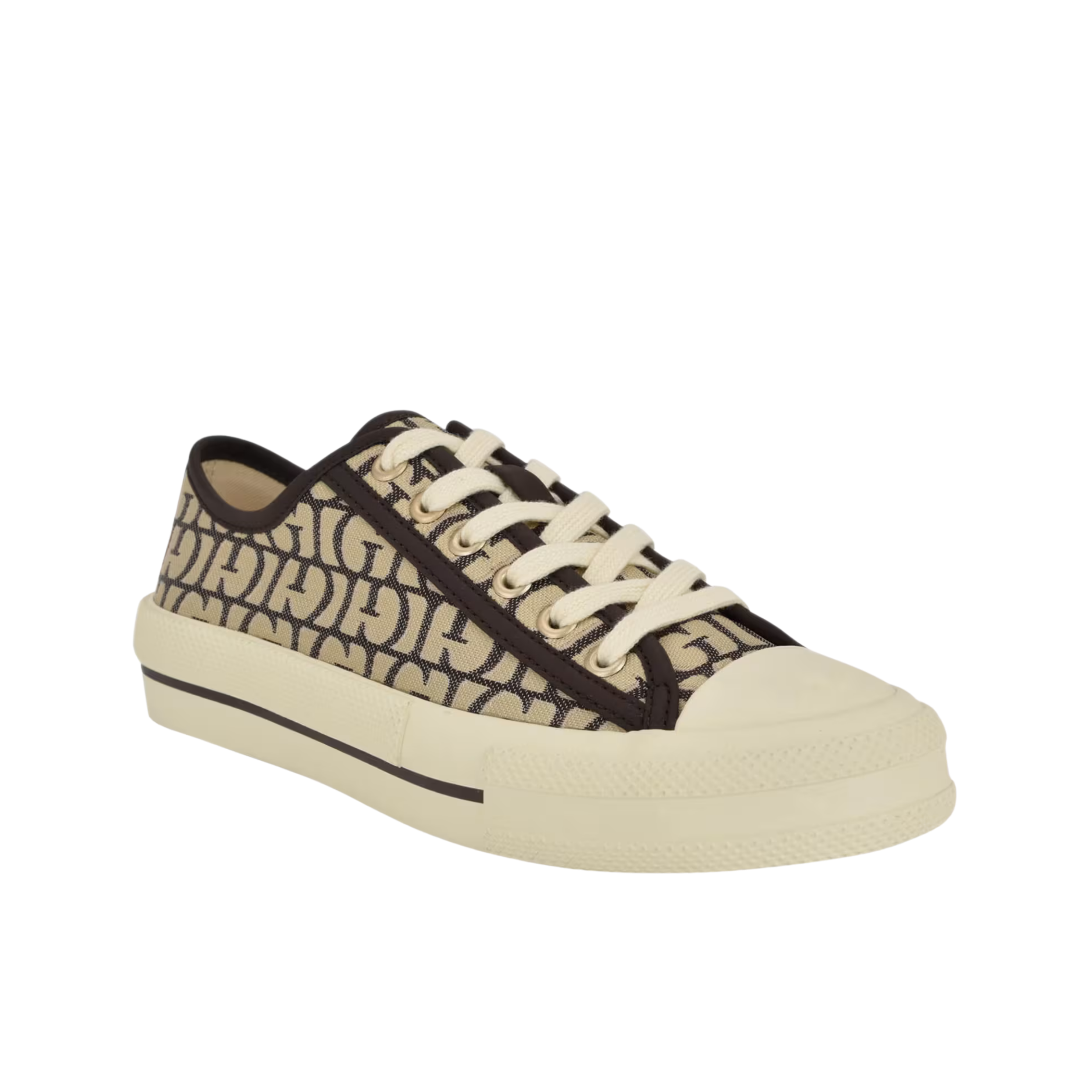 Guess Women Carey Canvas Low Top Sneakers - Dark Brown