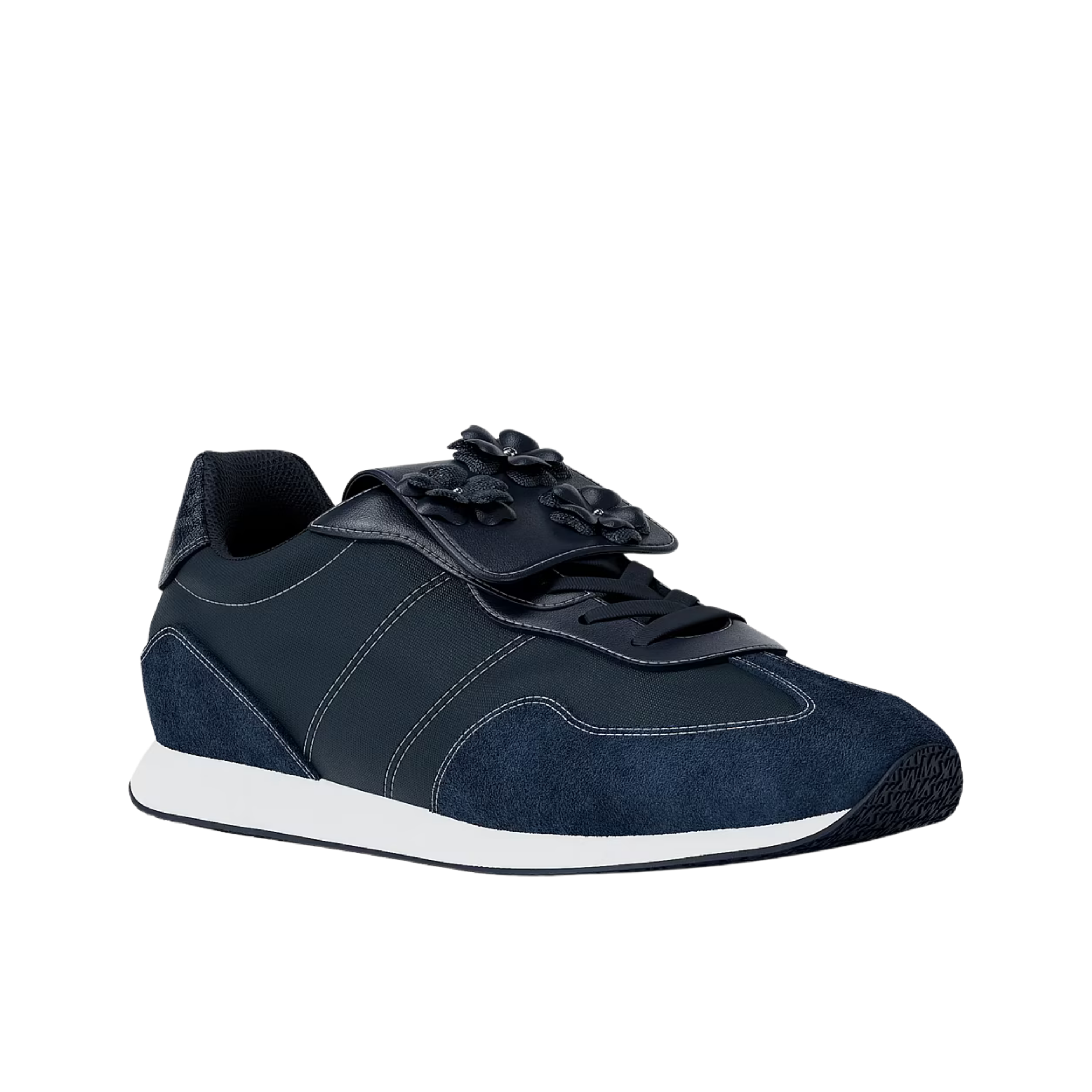 Michael Kors Women Essex Embellished Mixed Media Trainer - Navy