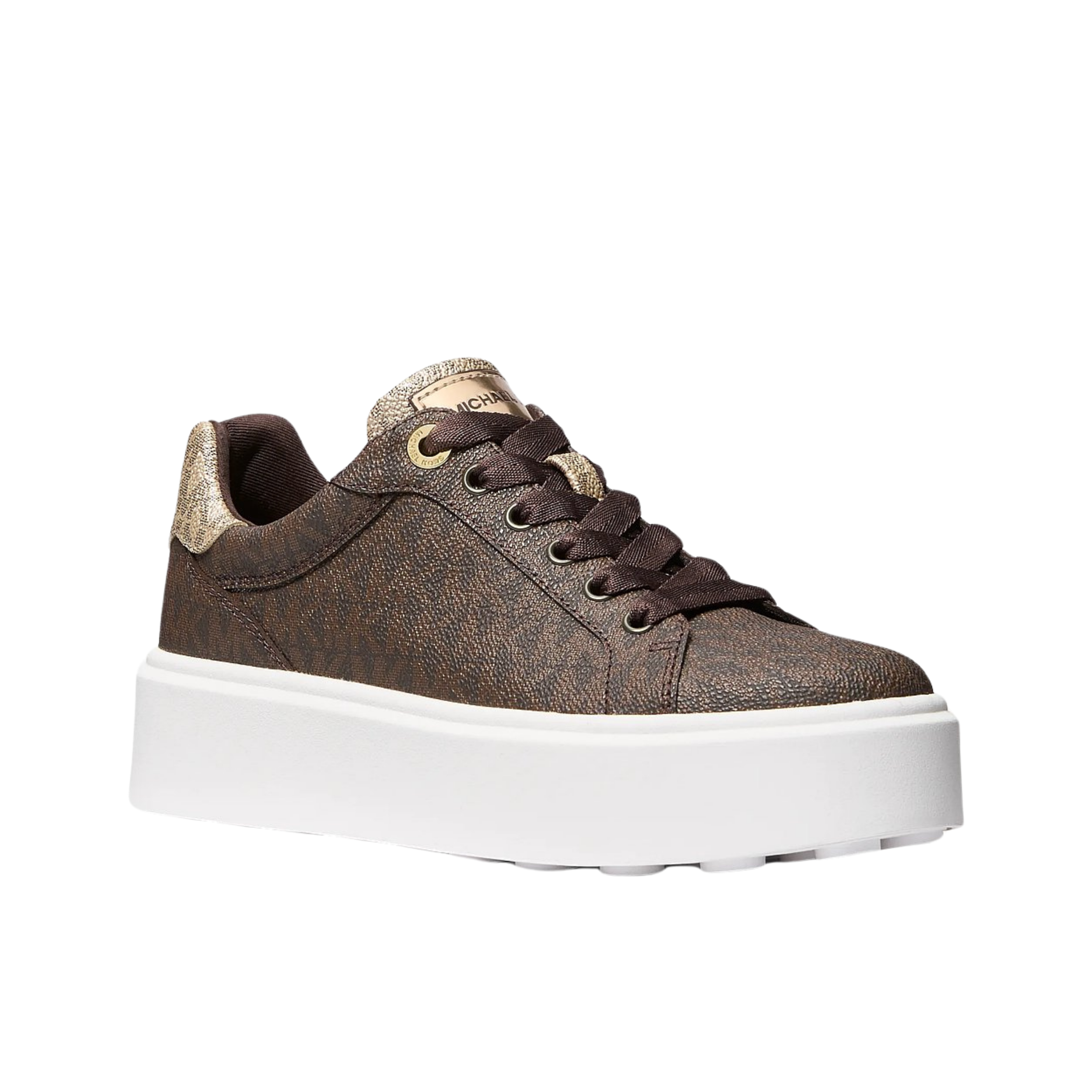 Michael Kors Women Romey Metallic Two Tone Signature Logo Platform Sneaker - Brown