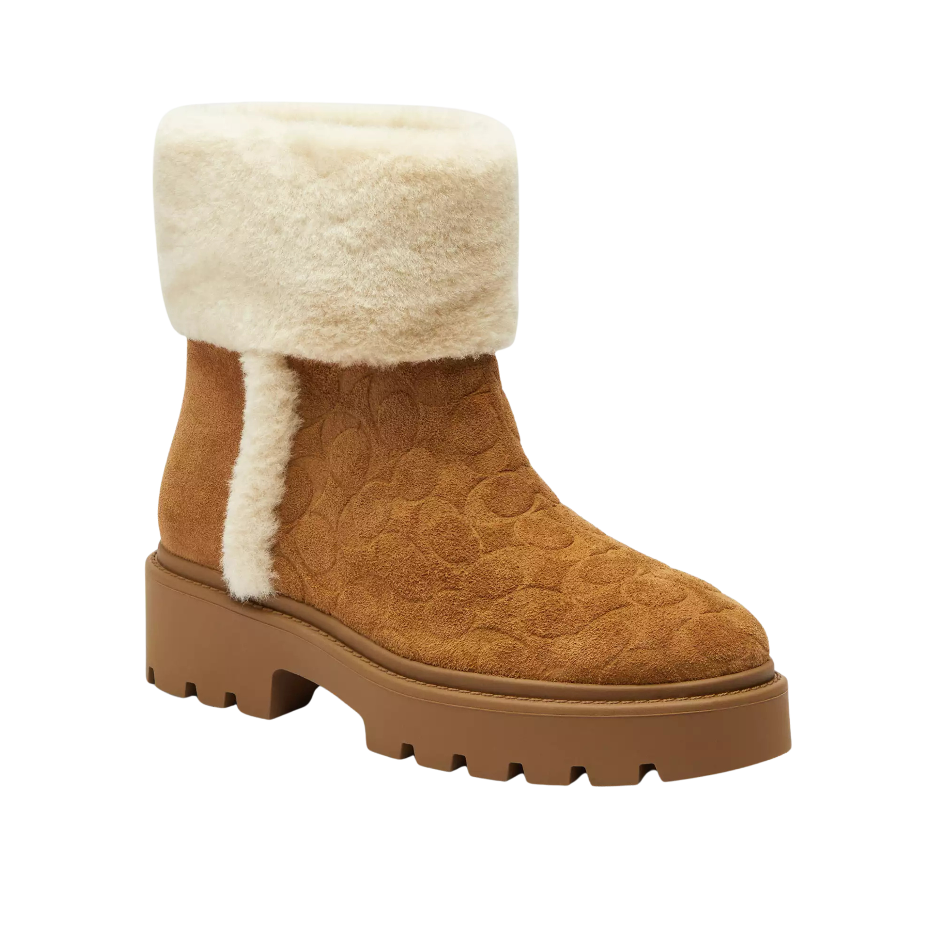 Coach Women's Chunky Sherpa Bootie - Suede Tobacco