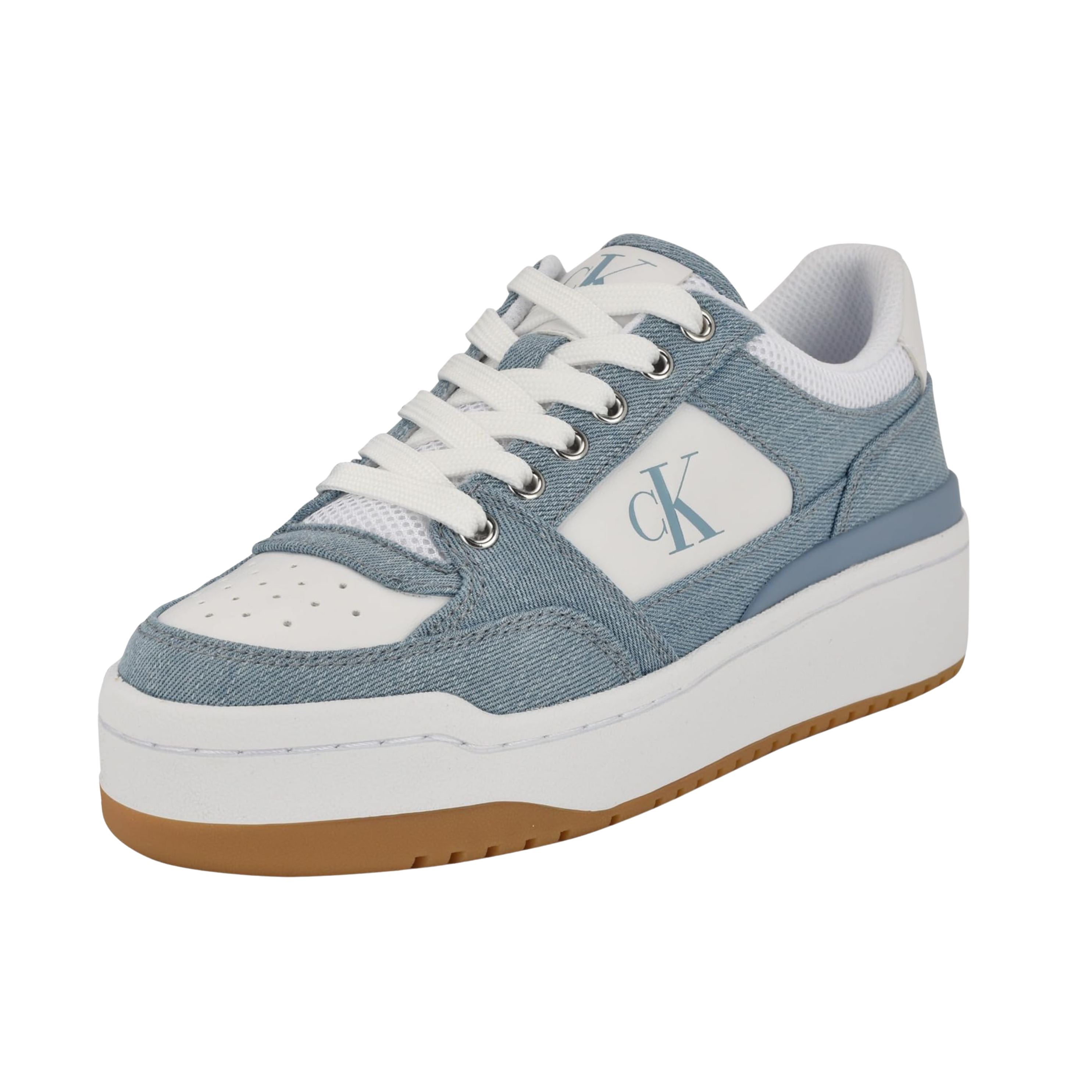 Calvin Klein Women Alondra Sneaker - White Medium Blue Denim