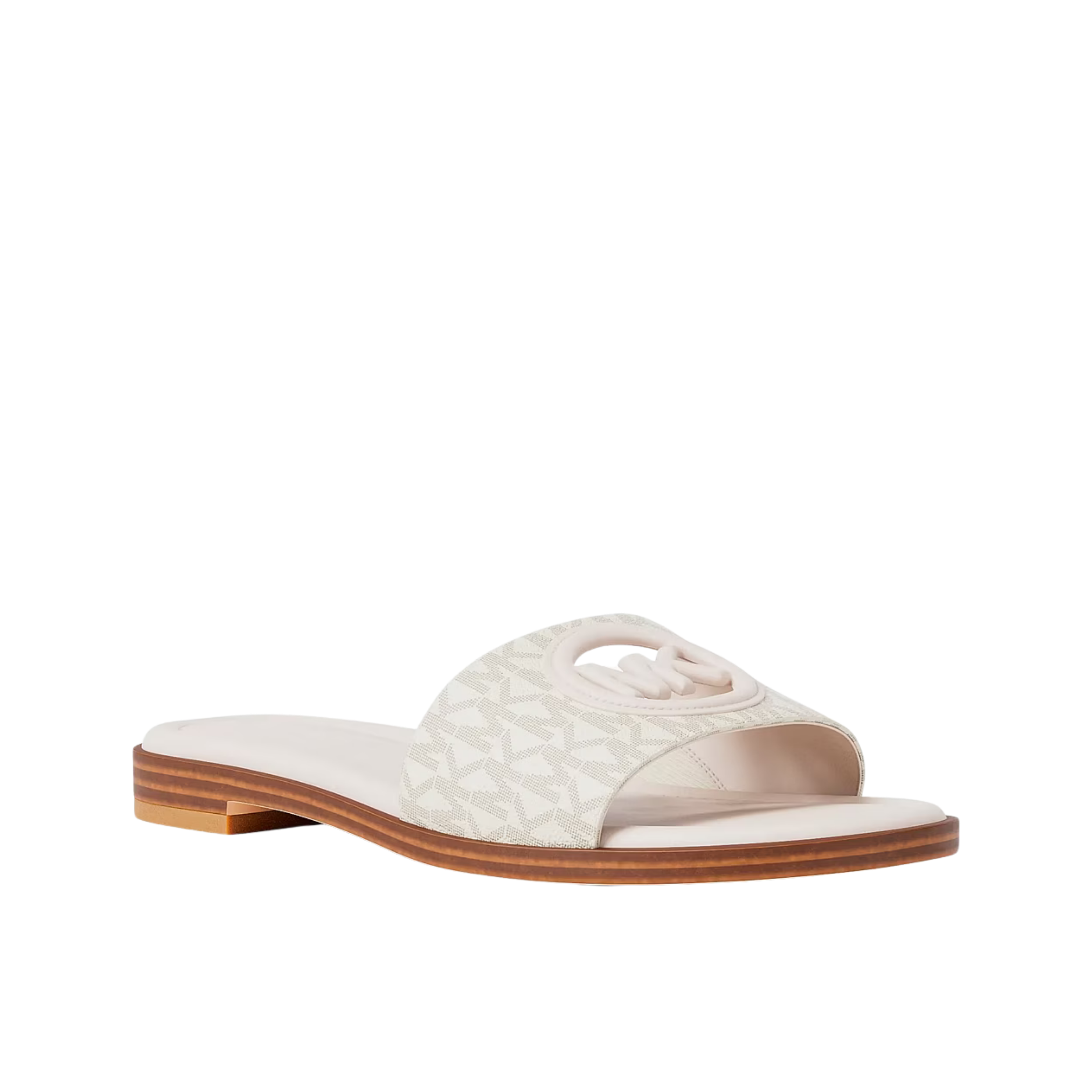 Michael Kors Women Carissa Signature Logo Slide Sandal - Vainilla Combo