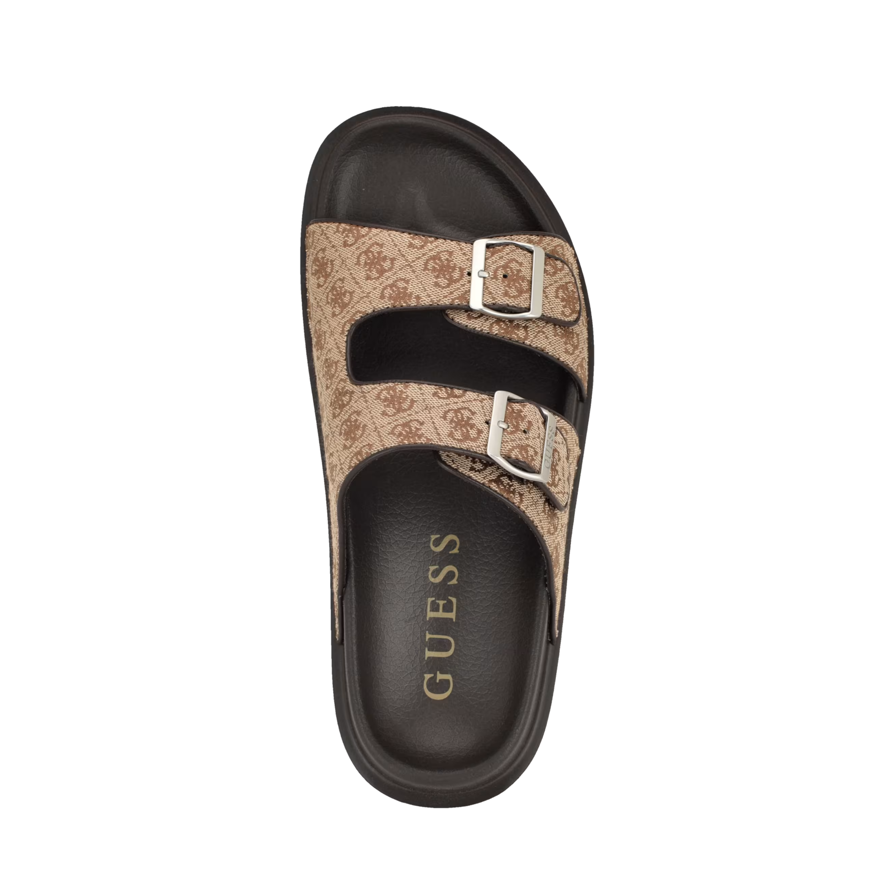 Guess Men Verone Jacquard Quattro G Dual Stap Slides - Light Brown