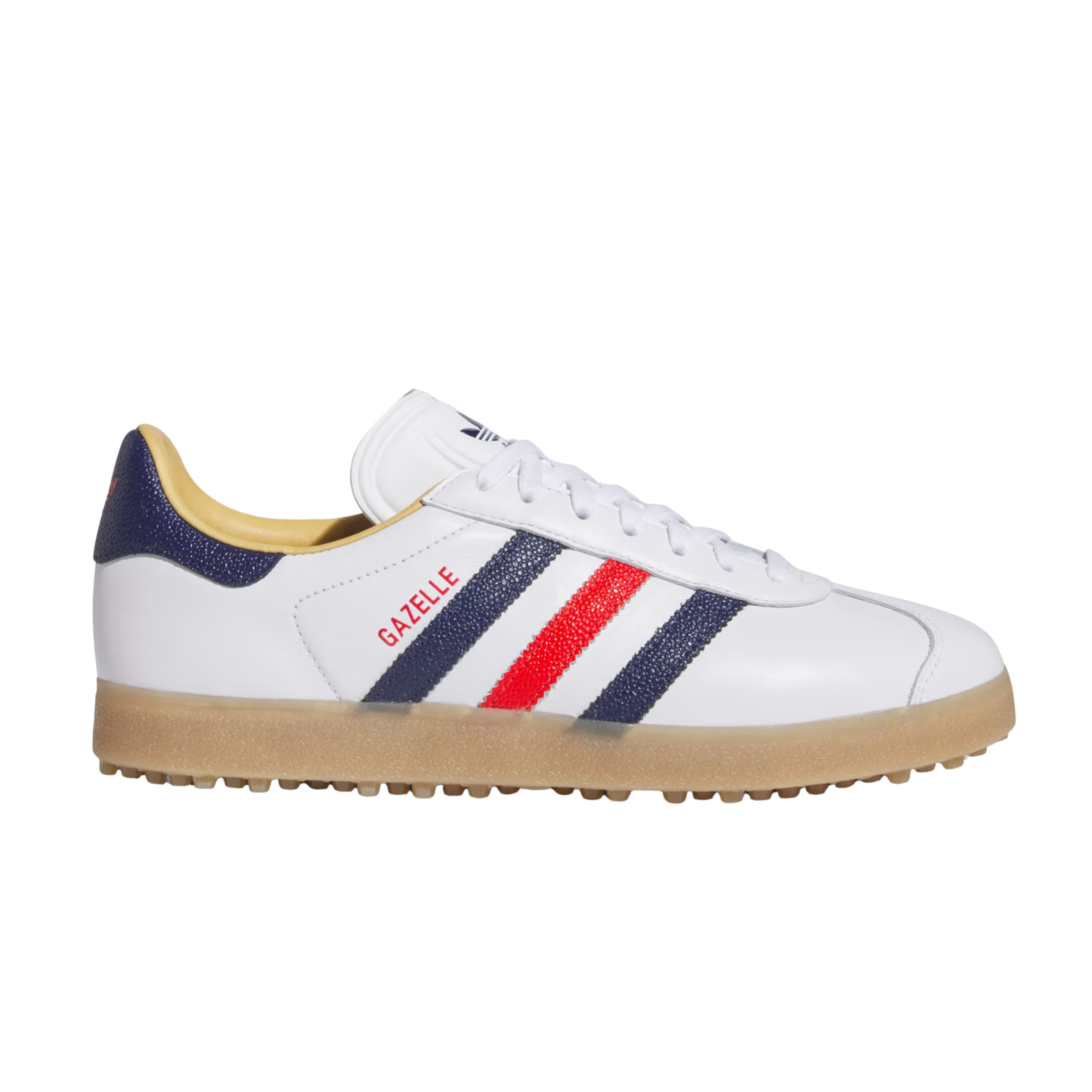 Adidas Men Gazelle Leather Spikeless Golf - Cloud White Dark Blue Red