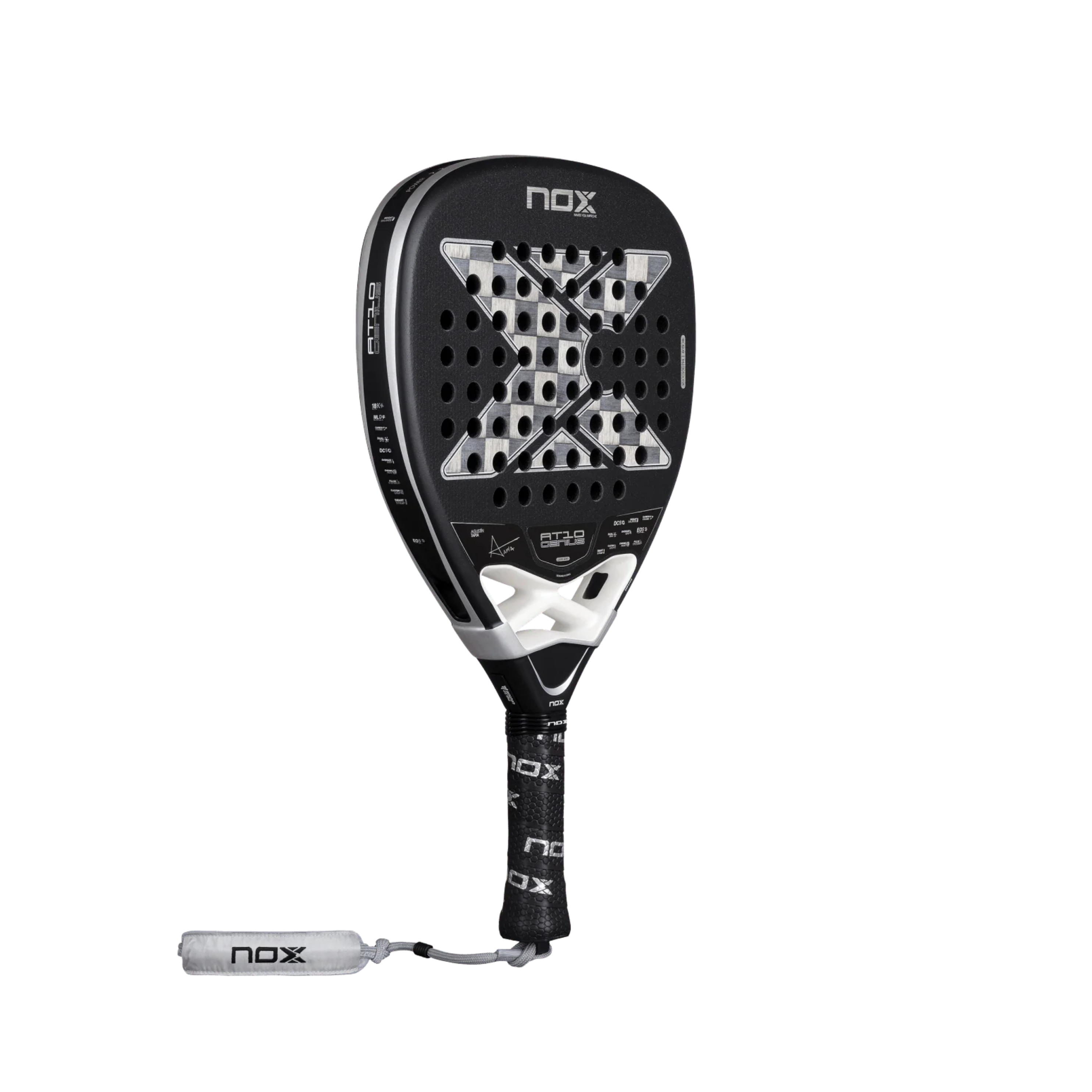 Nox AT10 Luxury Genius Attack 18K Alum 2026 Padel Racket - White Black