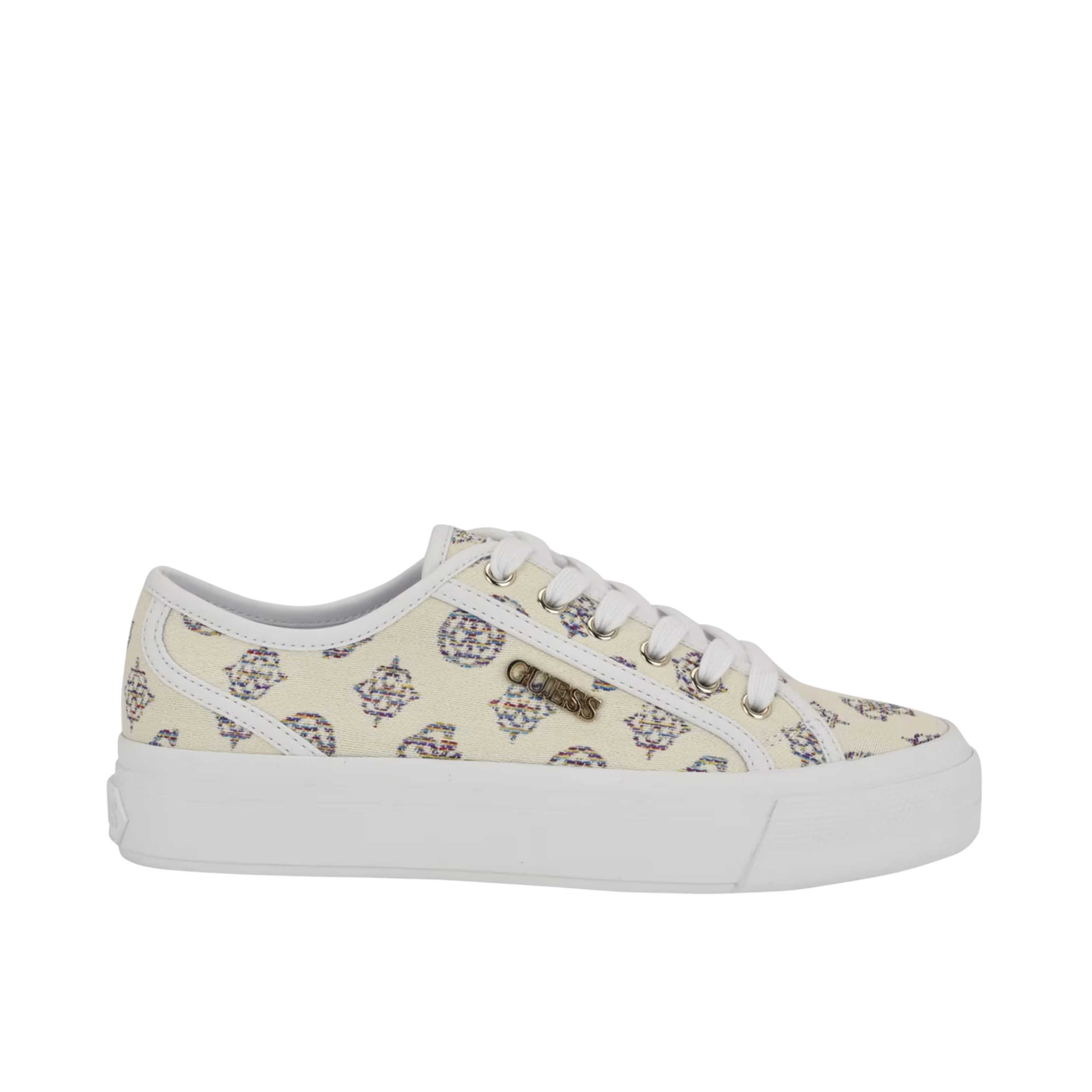 Guess Women Jelexa Peony Canvas Sneakers - WhIte