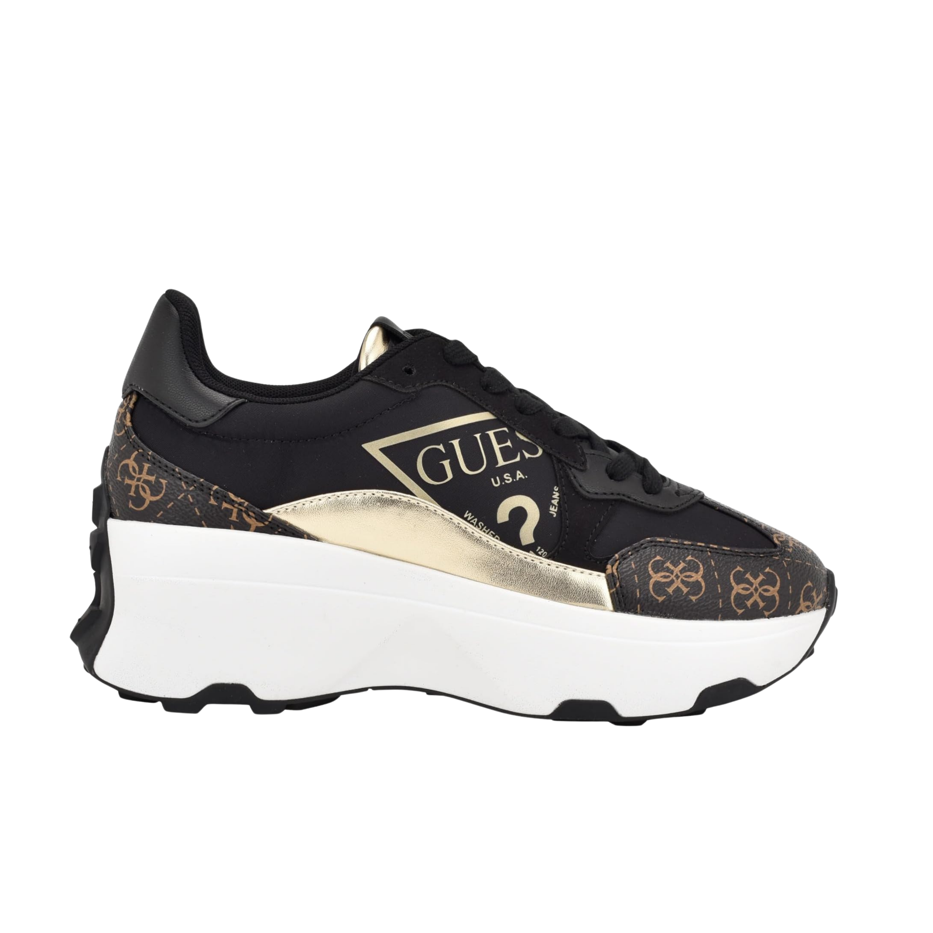 Guess Women Calebb Sneakers - Black Gold Multi