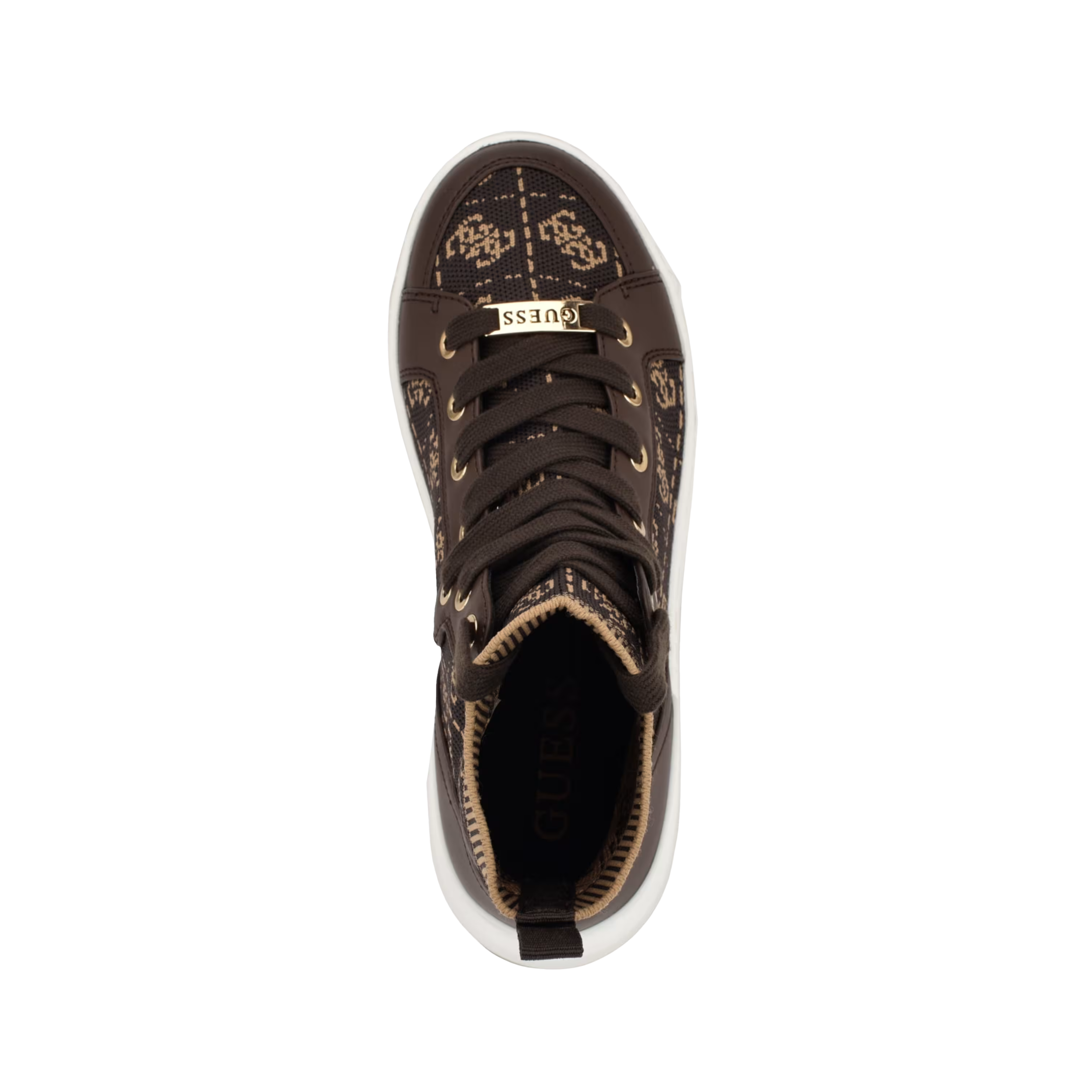 Guess Women Quattro G Knit High Top Sneakers - Medium Brown