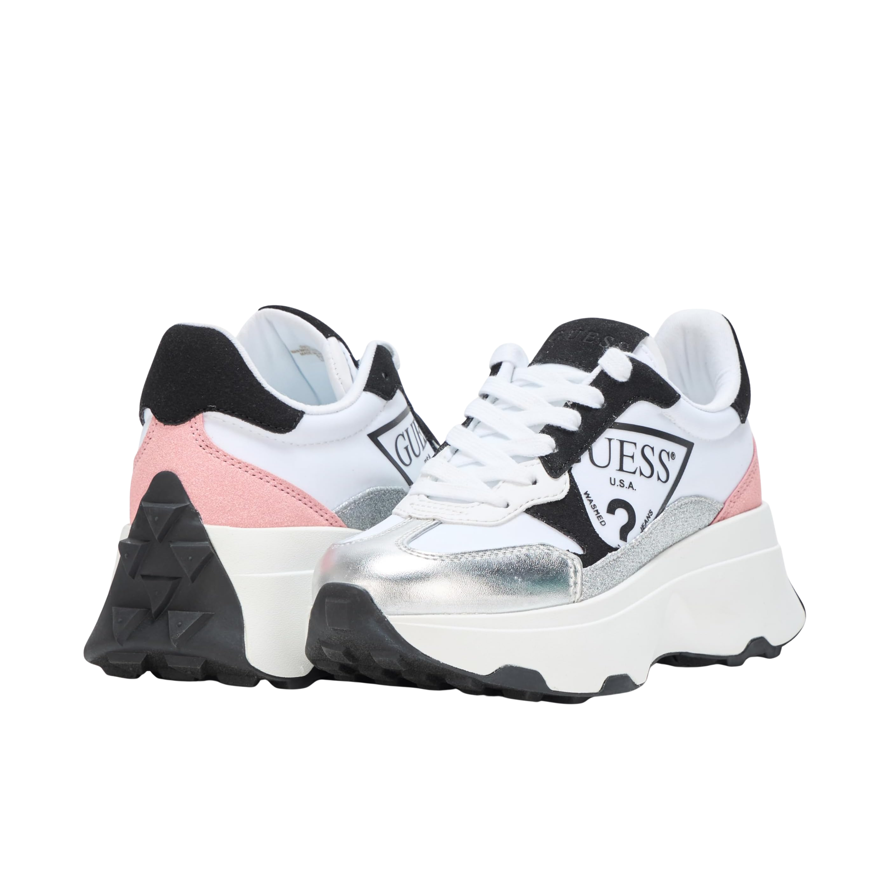 Guess Women Calebb Sneakers - Silver Pink Multi