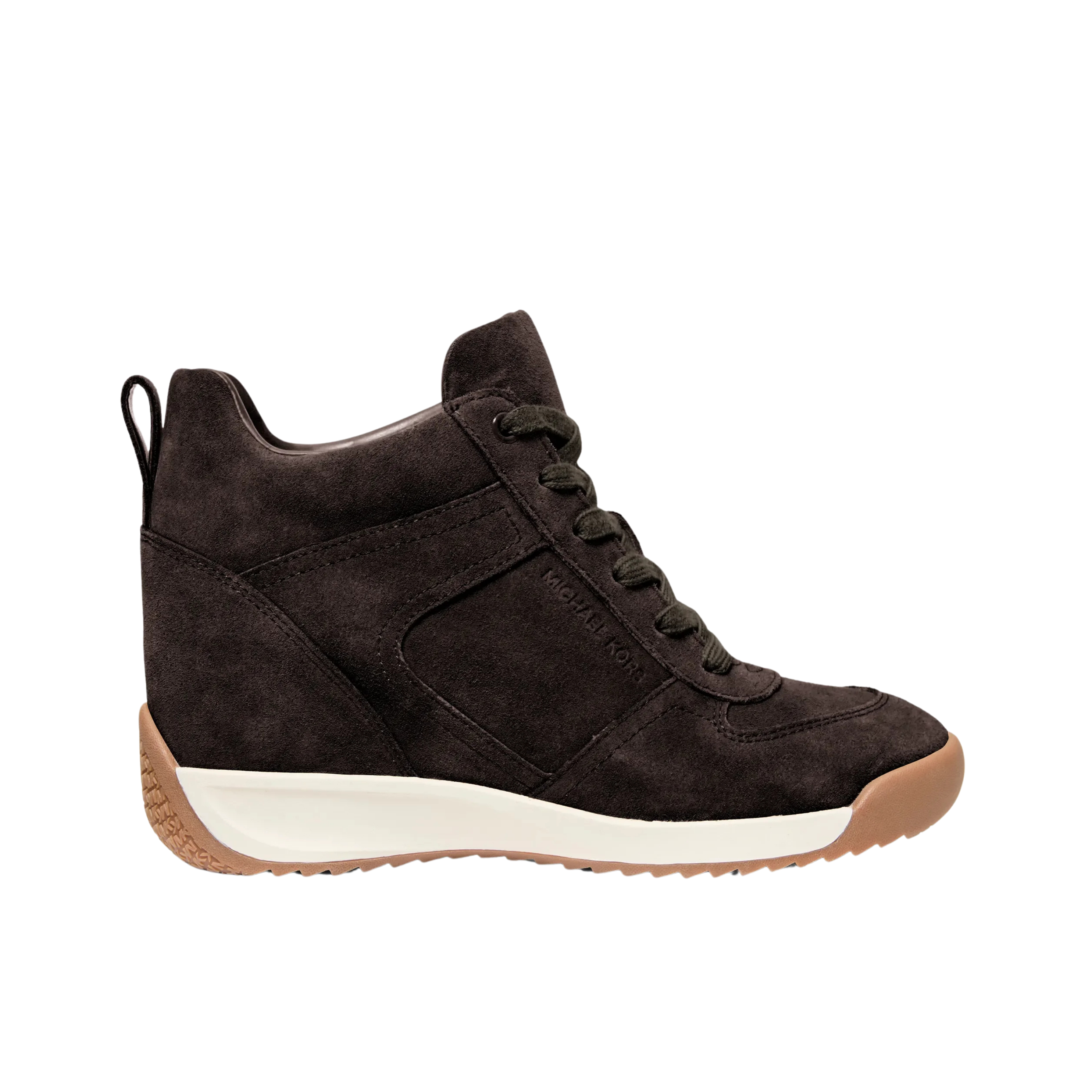 Michael Kors Women Nikko S2 Suede Wedge Trainer - Chocolate