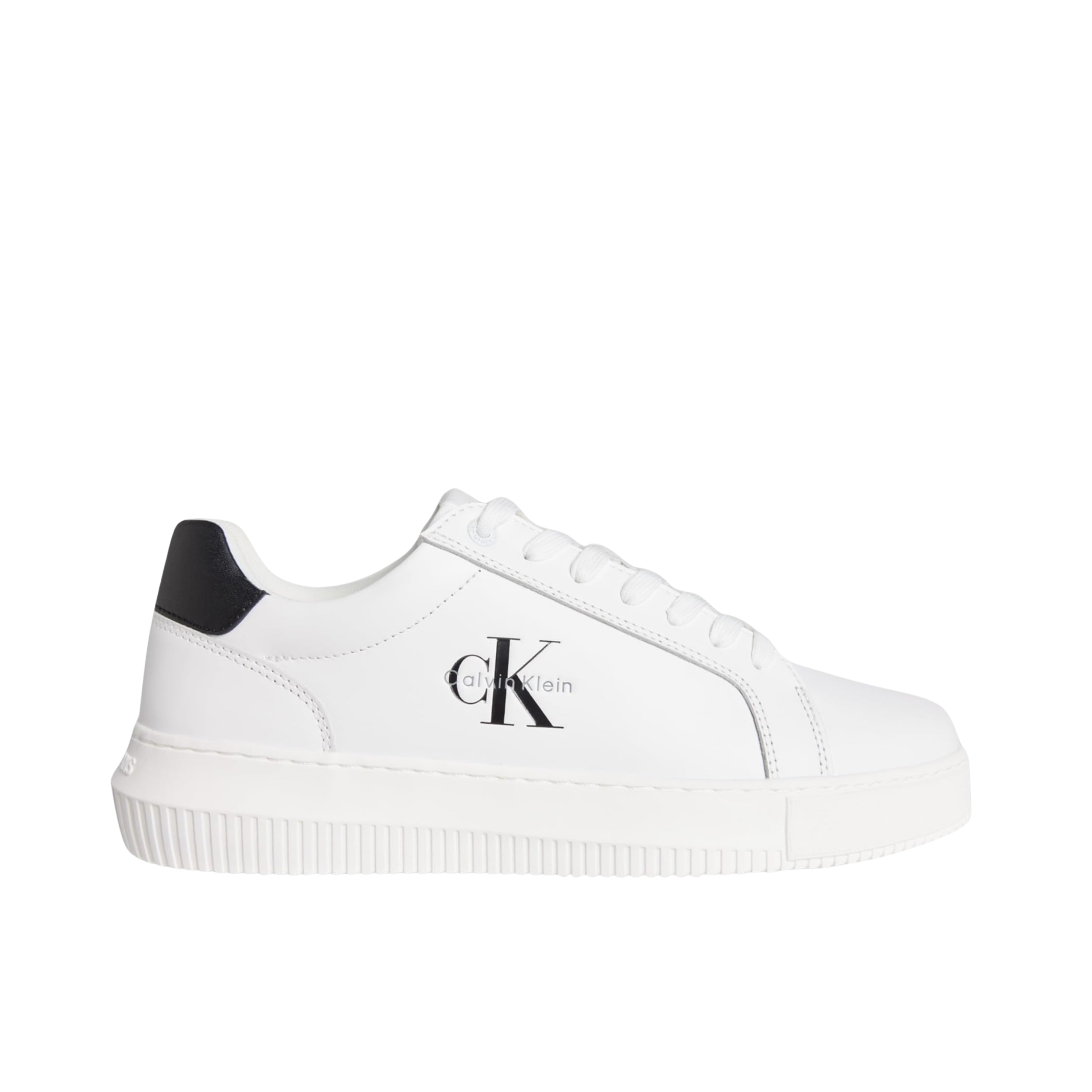 Calvin Klein Men Chunky Cupsole Mono LTH Sneaker - White Bright White Black