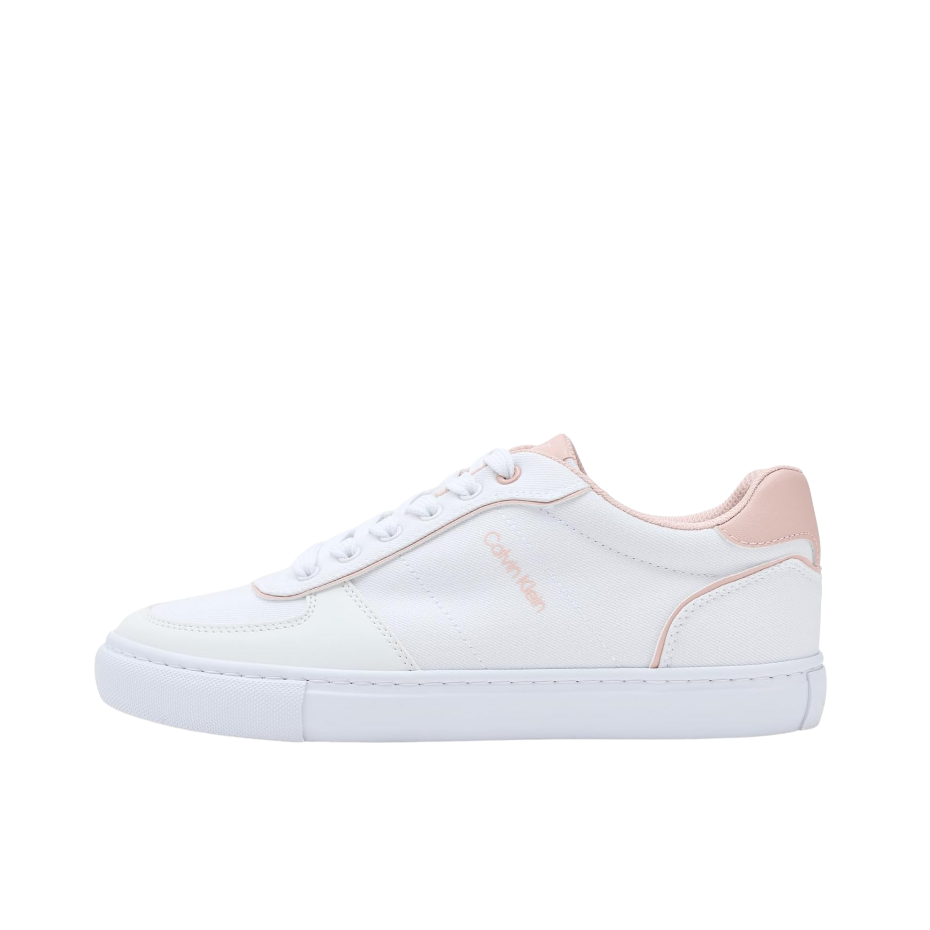 Calvin Klein Women Caspian Sneaker - White Denim Light Pink