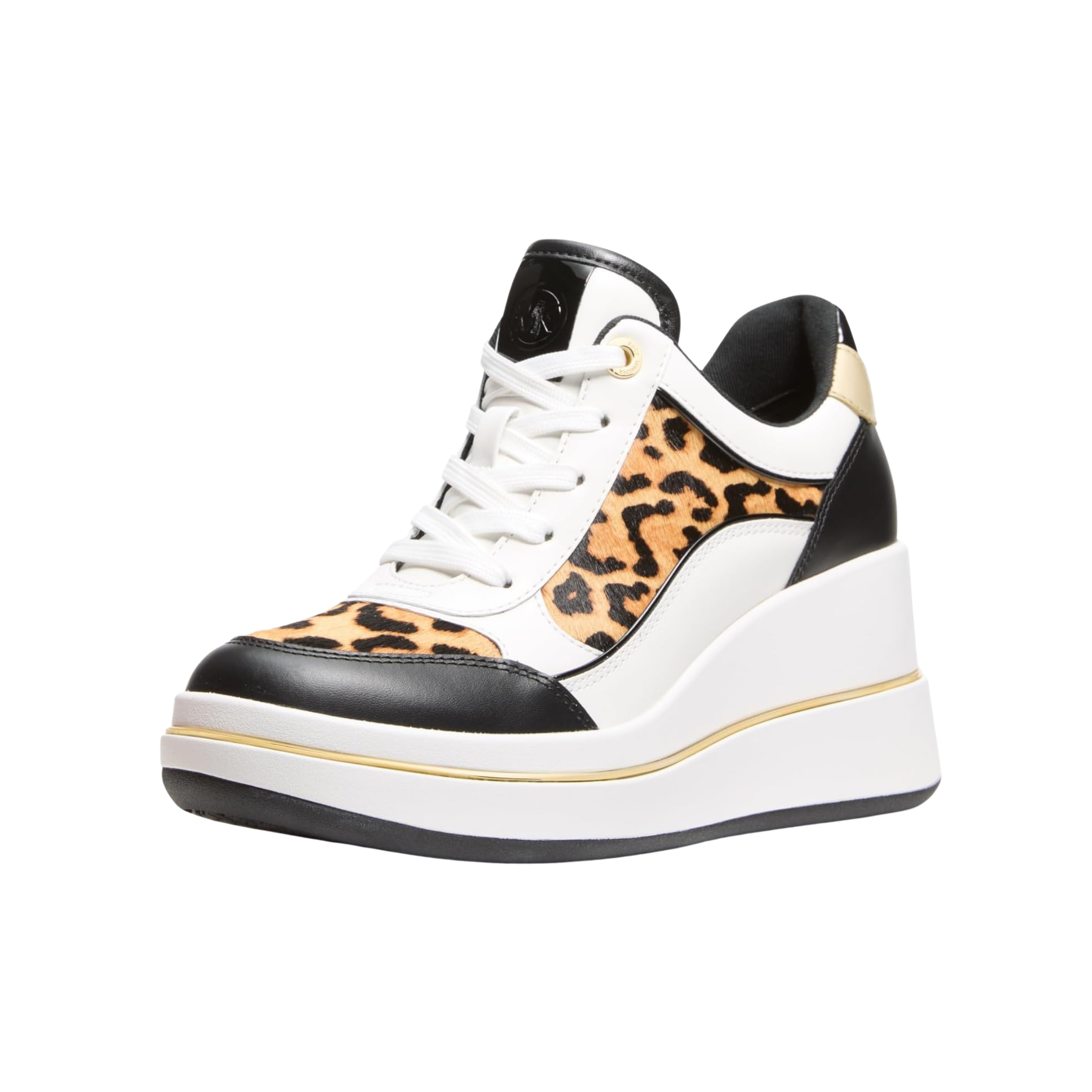 Michael Kors Women Emmy Signature Logo and Leather Wedge Trainer - Marigold