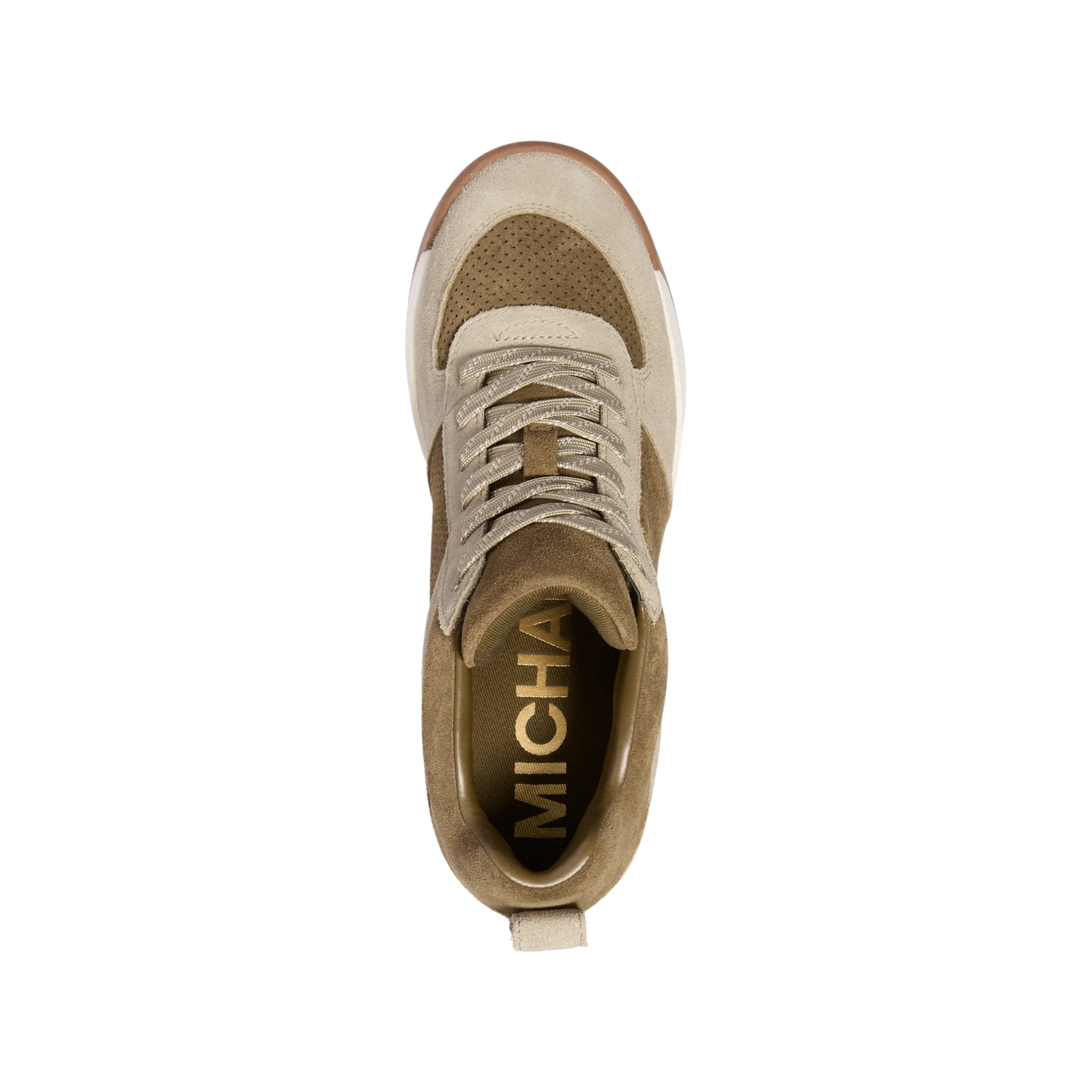 Michael Kors Women Nikko S2 Perforated Suede Wedge Trainer - Dusty Sage Multi