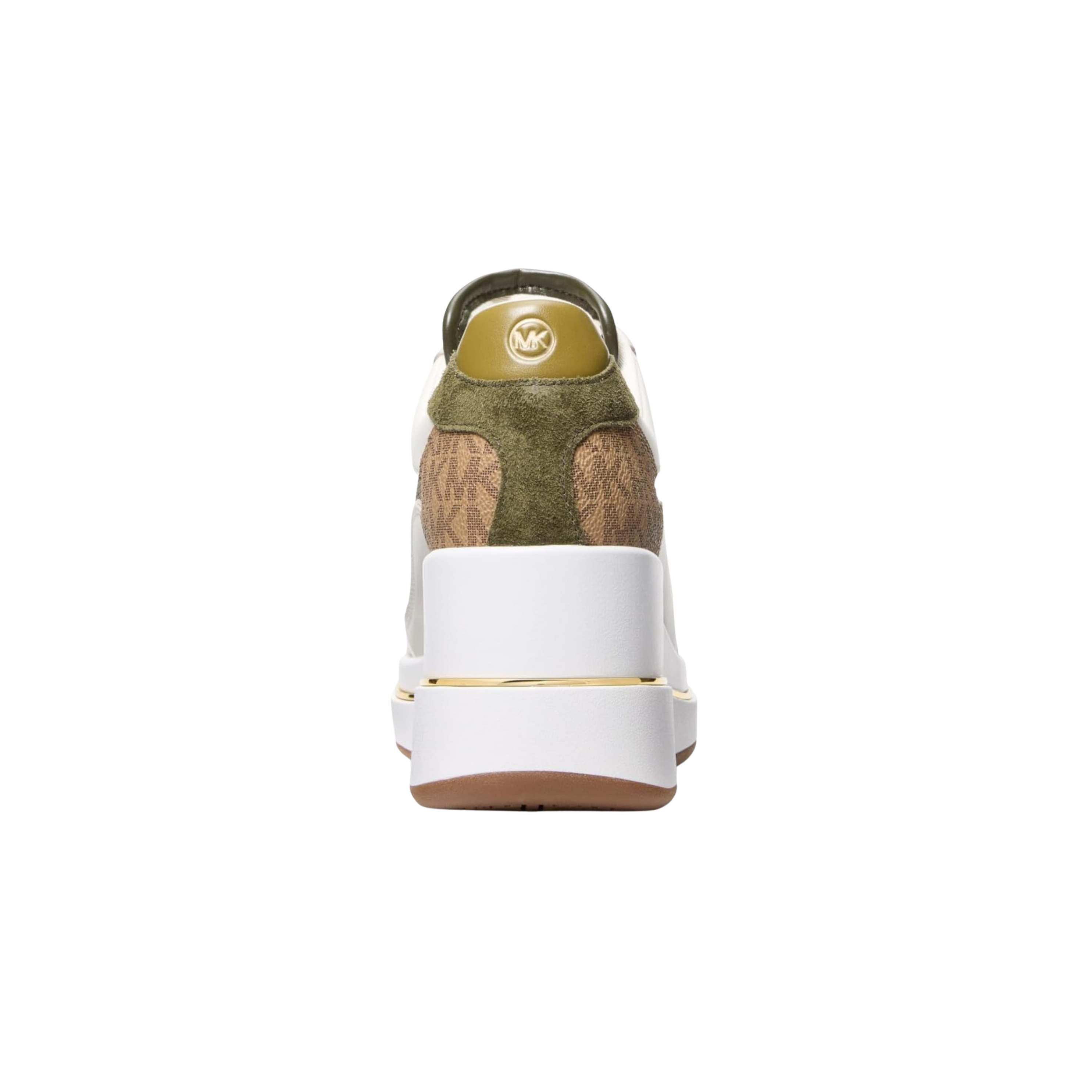 Michael Kors Women Emmy Signature Logo and Leather Wedge Trainer - Husk Multi