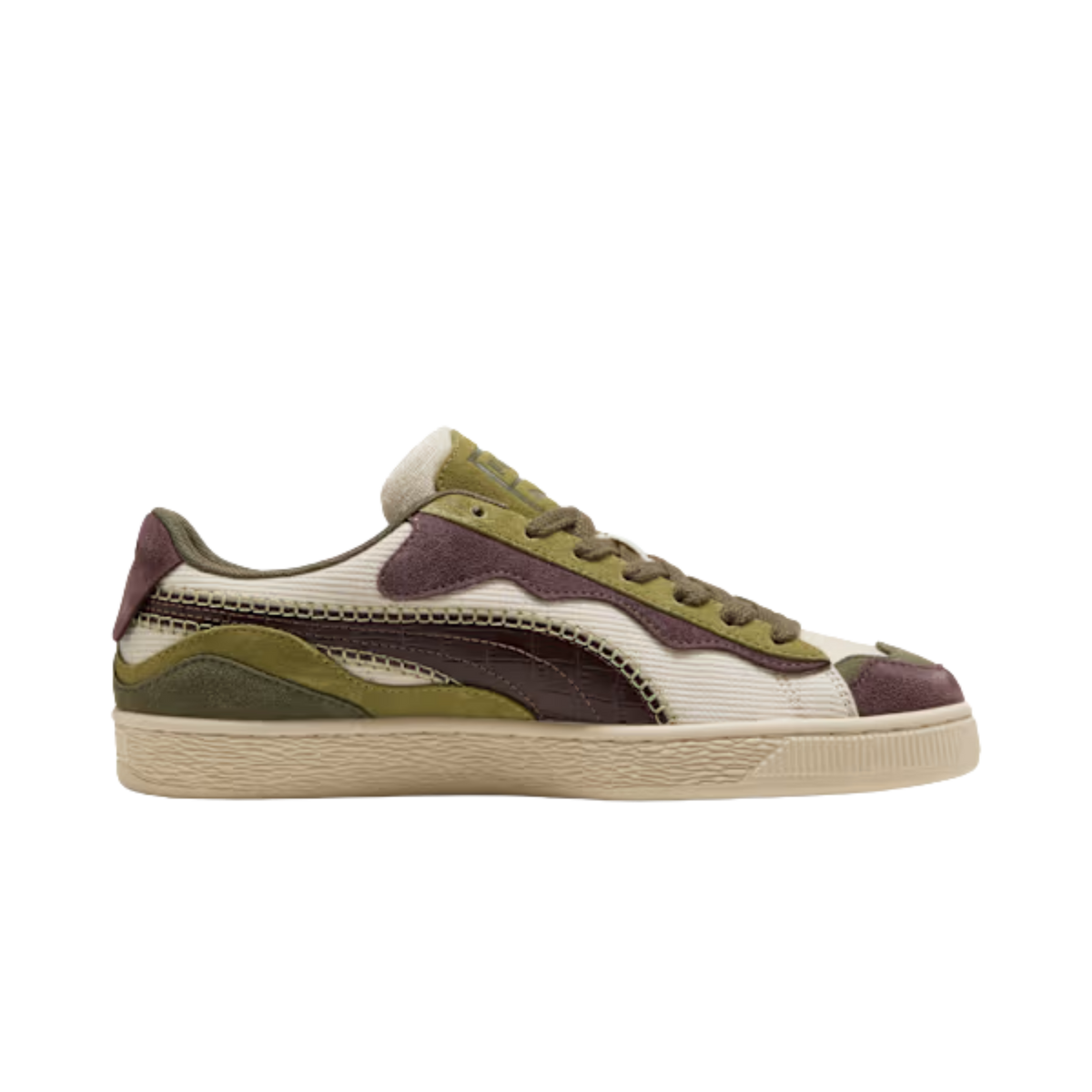 Puma Men Basket Trippy Camo Sneakers - Alpine Snow Loden Green Chocolate