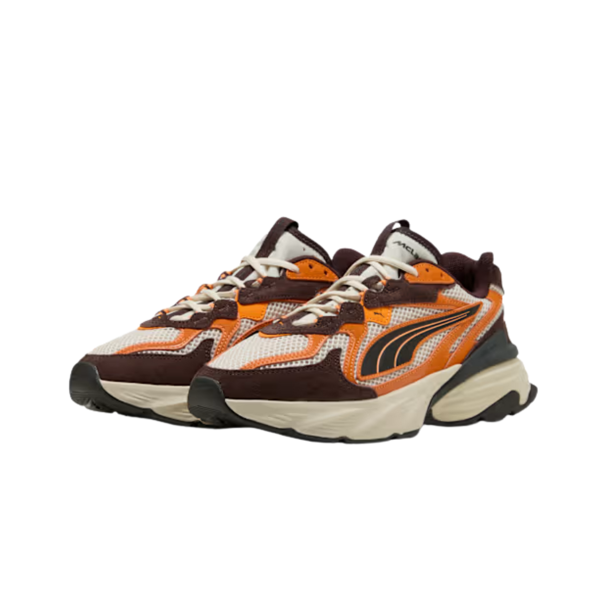 Puma Men McLaren Racing Fade Sneakers - Alpine Snow Papaya Chocolate Fondue