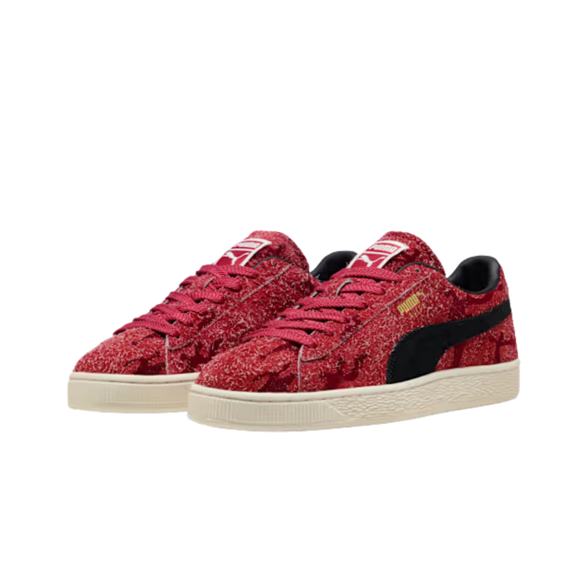 Puma Men Suede Flock Sneakers - Red Rhythm Intense Red