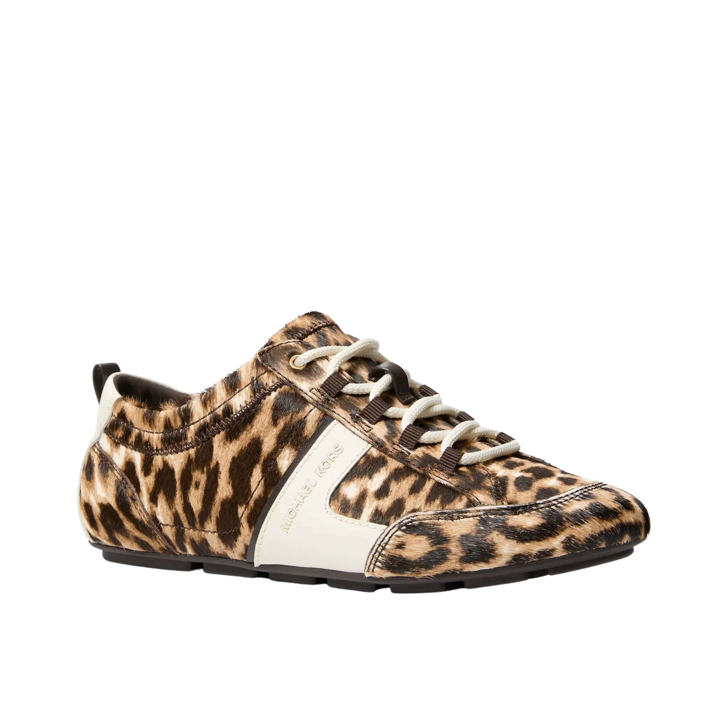 Michael Kors Women Keely Leopard Print Calf Hair Trainer - Dk Camel Mlt