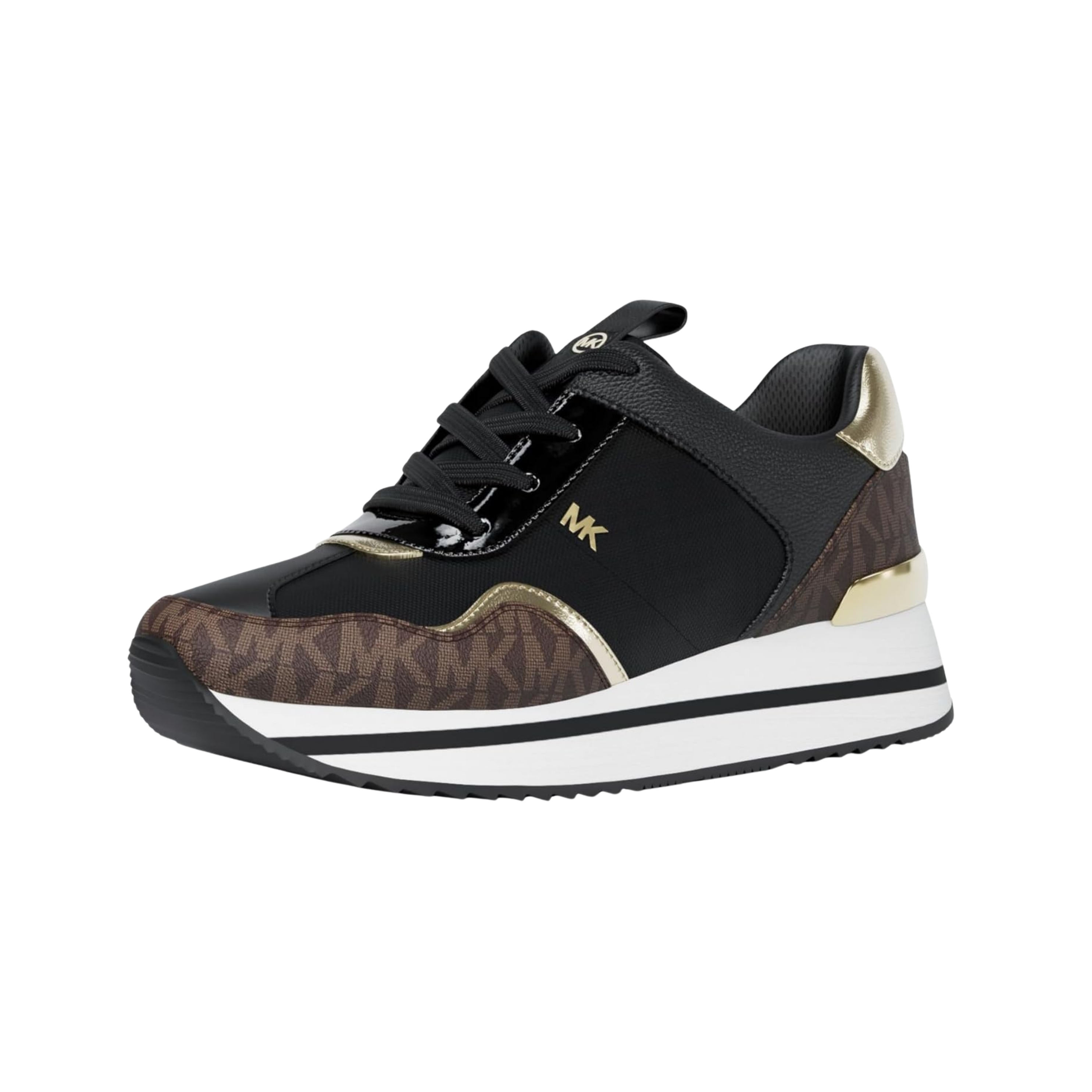 Michael Kors Women Raina Color Block Mesh And Signature Logo Trainer - Black Brown