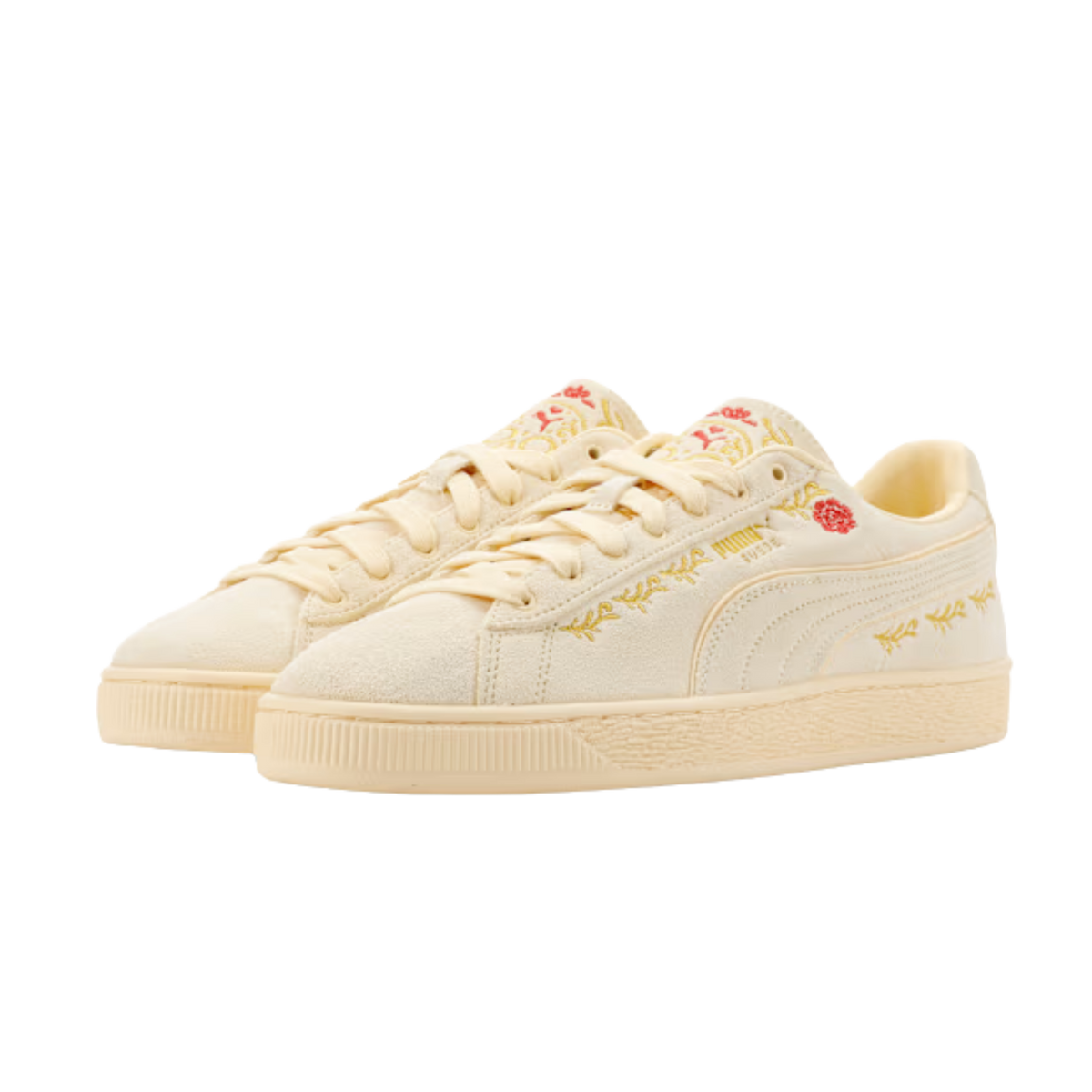 Puma Men Suede Hasta La Muerte Sneakers - Buttercream Dazzling Yellow Red Flash