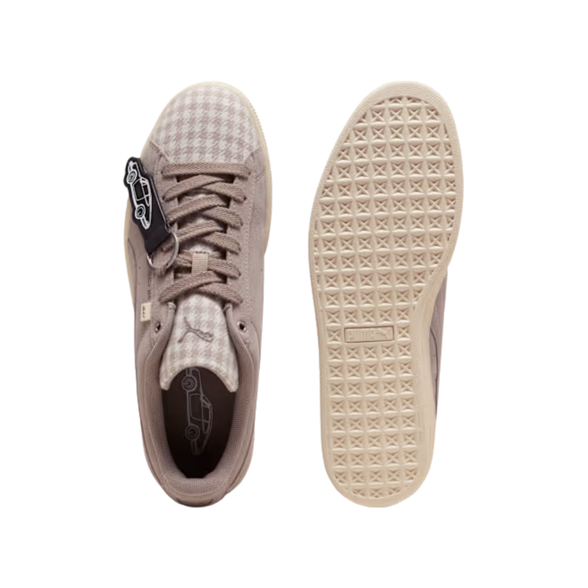 Puma Men Porsche Legacy Suede Classic Pepita Sneakers - Mouse Gray Alpine Snow