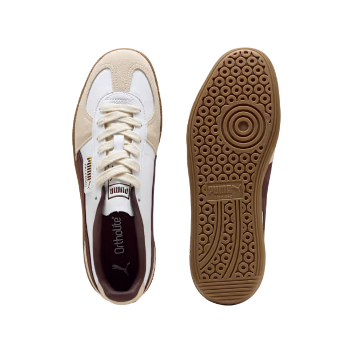Puma Men Palermo Leather Sneakers - White Chocolate Brown Gum