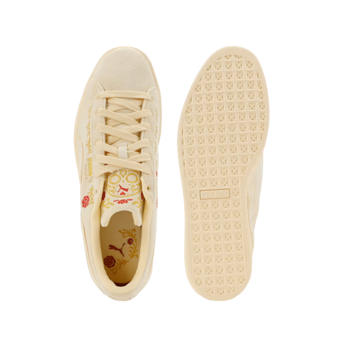 Puma Men Suede Hasta La Muerte Sneakers - Buttercream Dazzling Yellow Red Flash