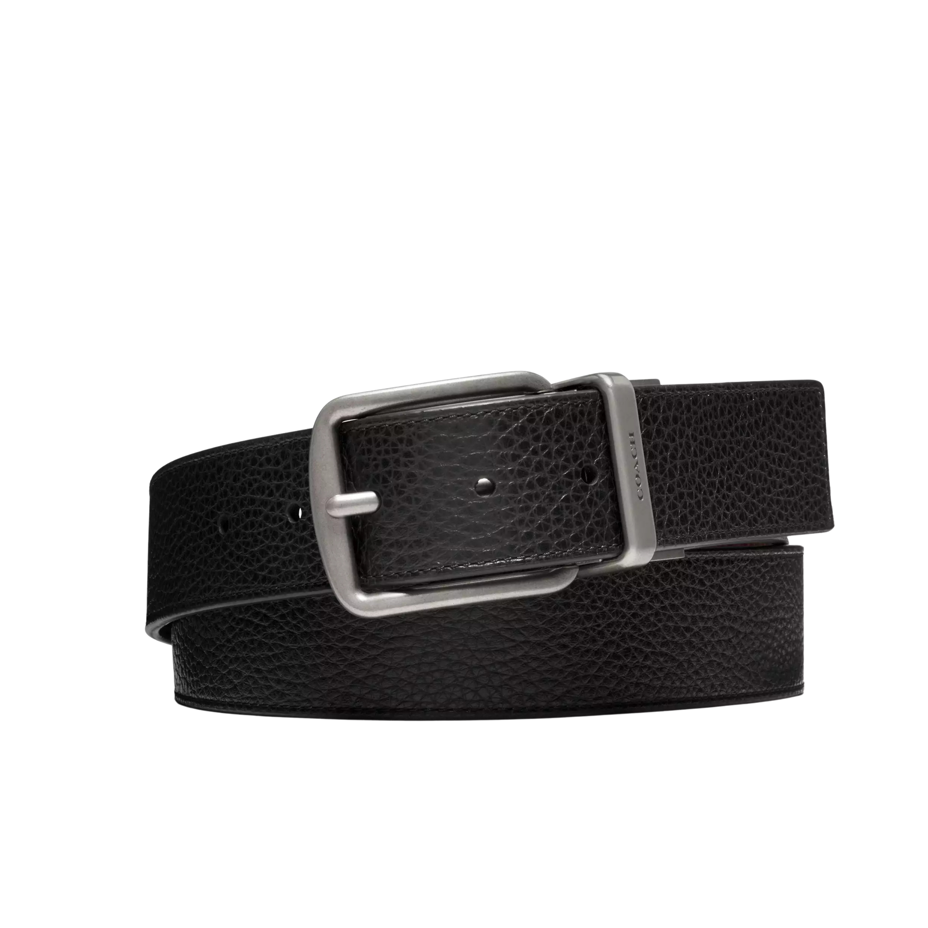 Coach Men Harness Buckle Cut To Size Reversible Belt 38 Mm - Black Dark Brown