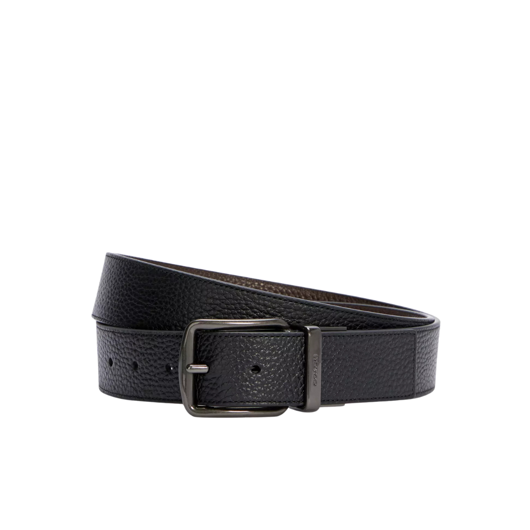 Coach Men Boxed Card Case And Belt Set - Black Dark Brown