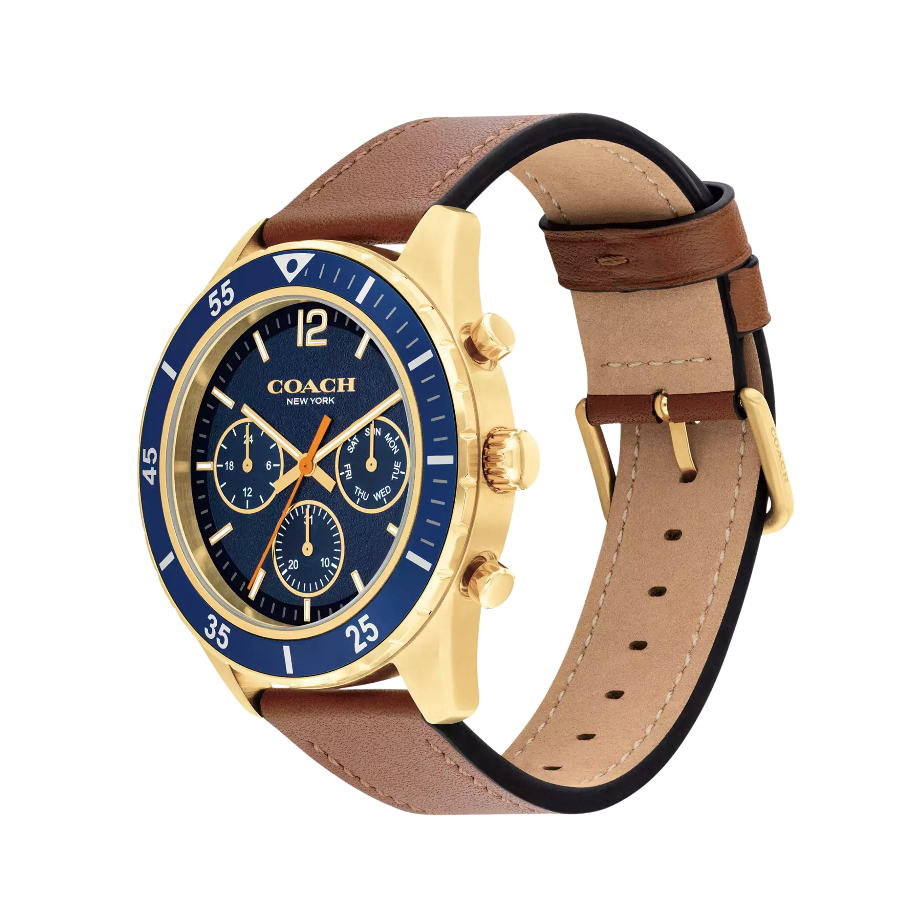 Coach Men Cole Chronograph Watch 44 Mm - Saddle