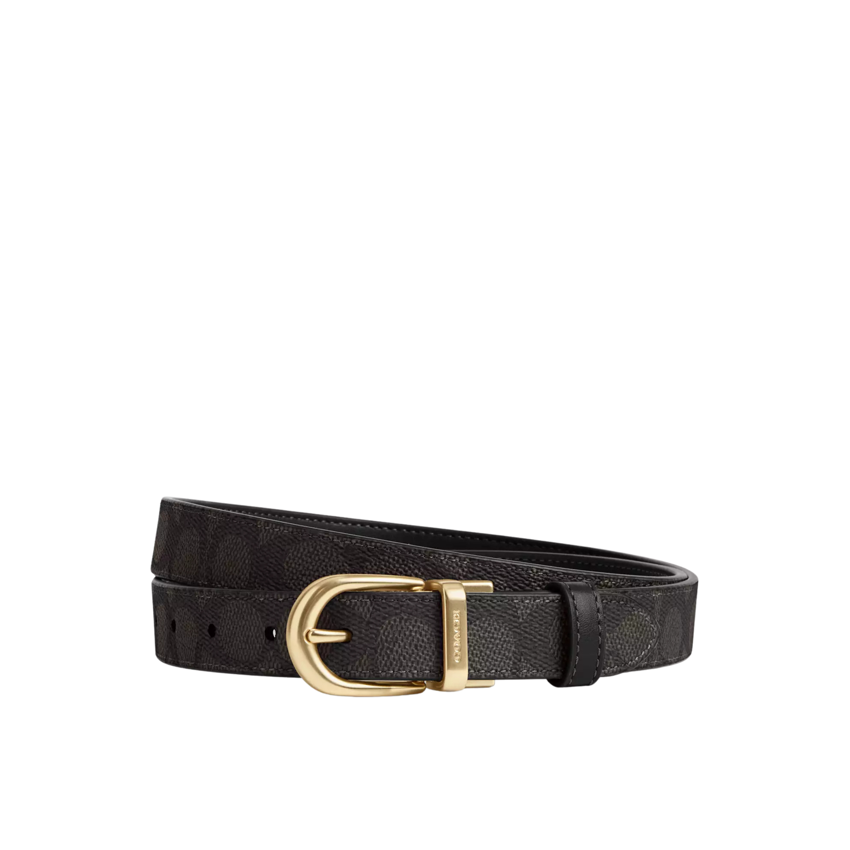 Coach Women Harness Buckle Cut To Size Reversible Belt 25 Mm - Gold Walnut Black