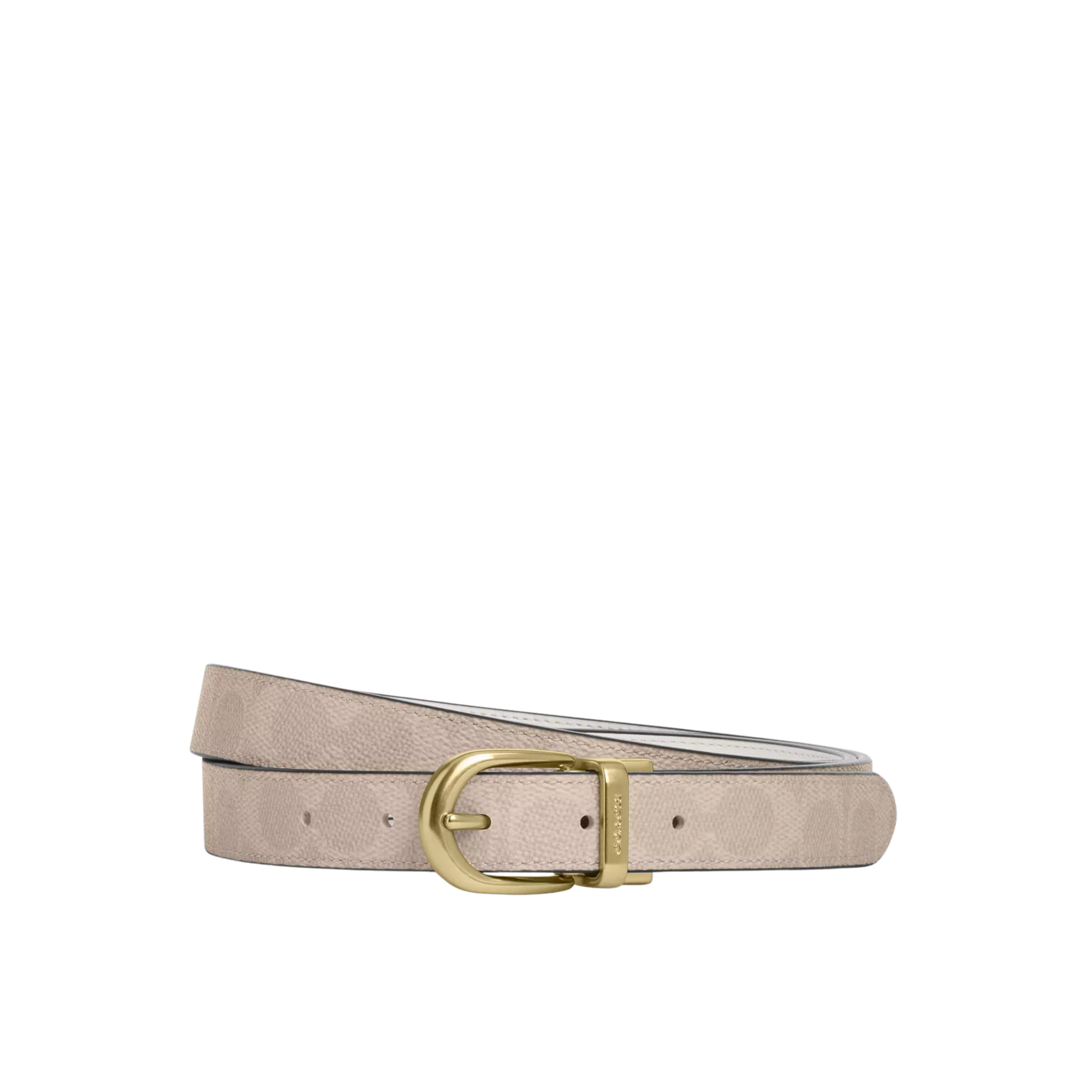 Coach Women Harness Buckle Cut To Size Reversible Belt 25 Mm - Gold Sand Chalk