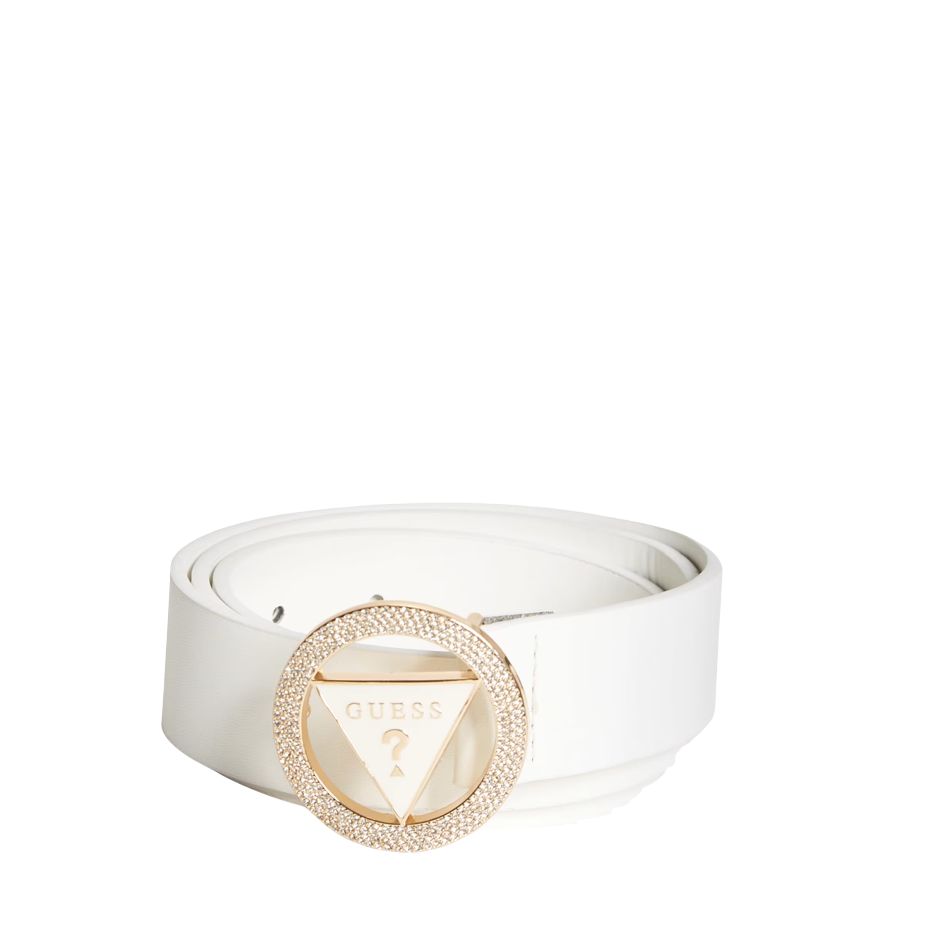 Guess Women  Round Rhinestone Logo Belt - White