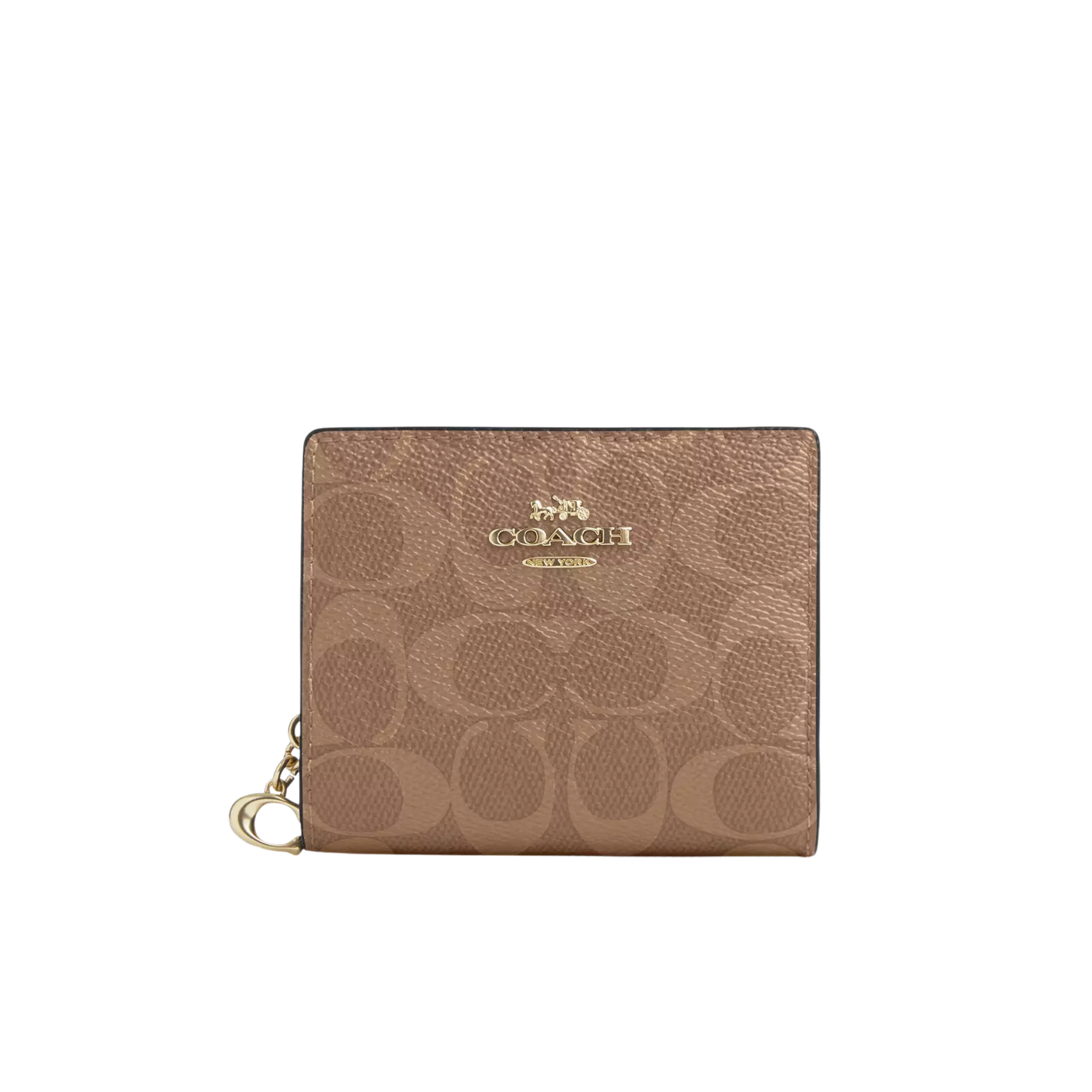 Coach Women Snap Wallet - Gold Tan Brown