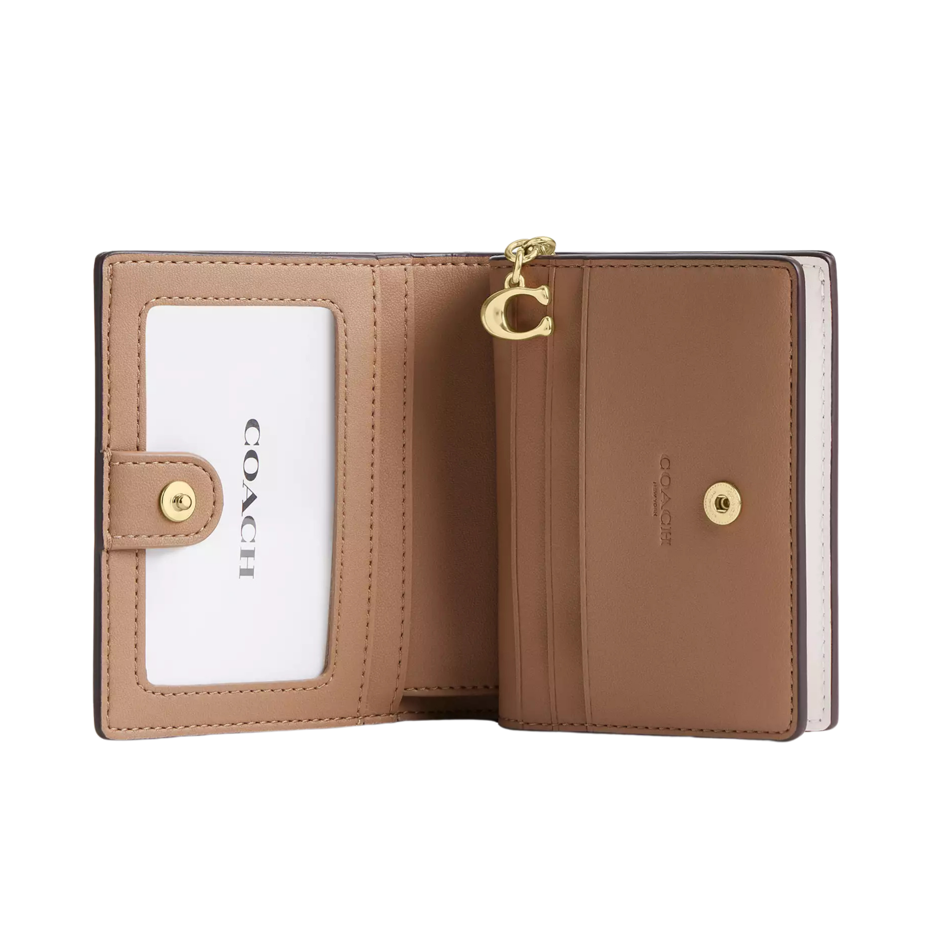Coach Women Snap Wallet - Gold Sand Chalk