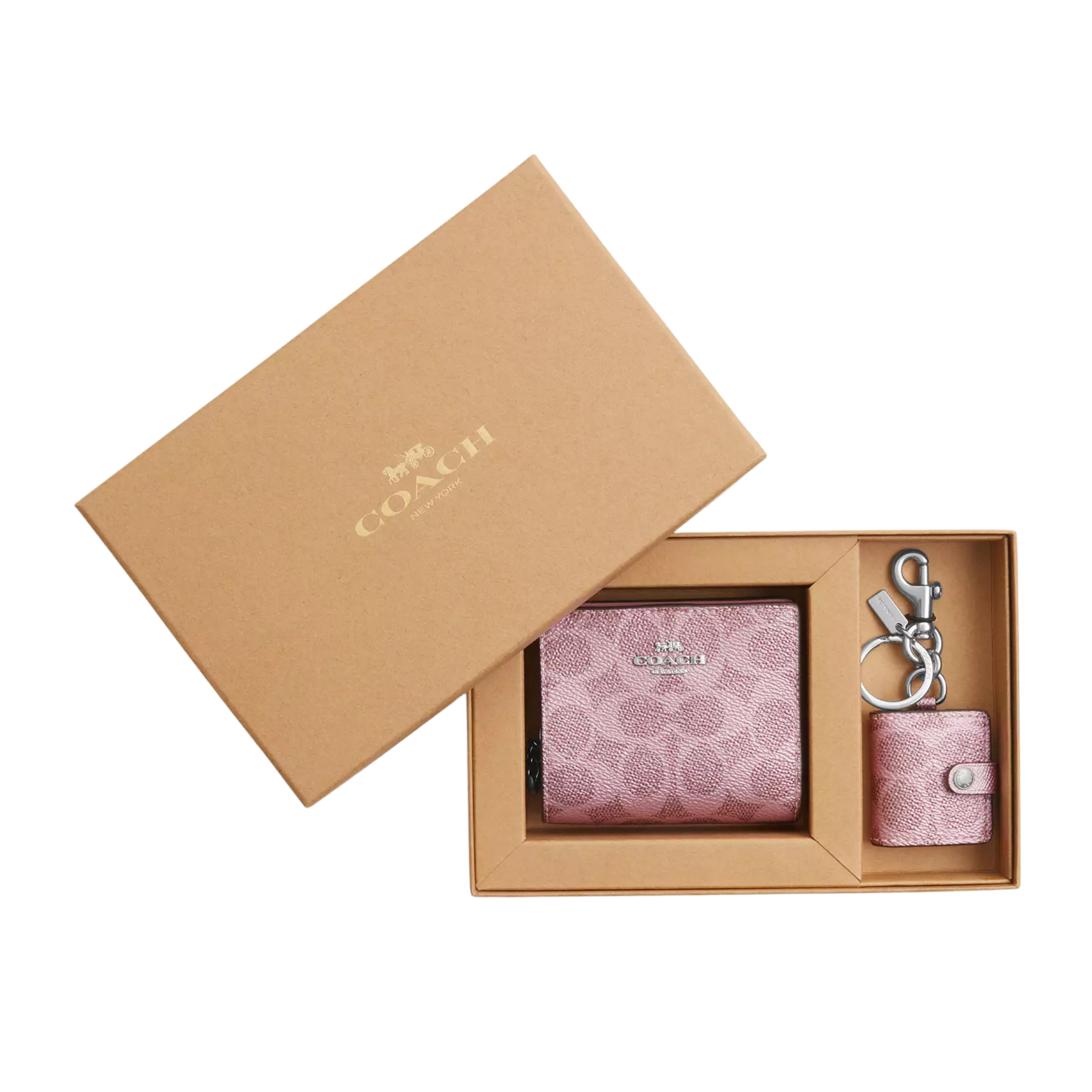 Coach Women Boxed Snap Wallet And Picture Frame - Silver Pink