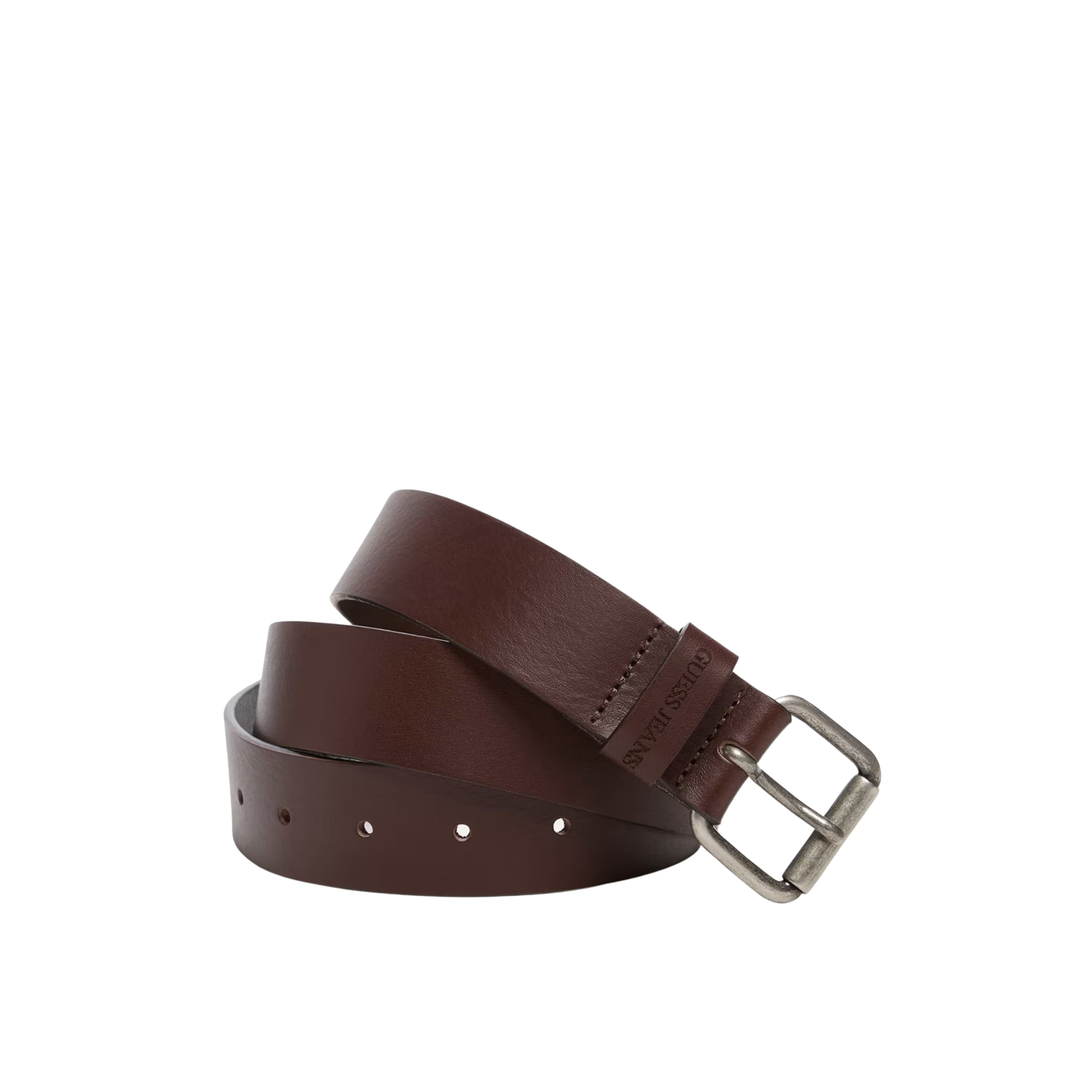 Guess Men Hammered Leather Belt - Regal Brown