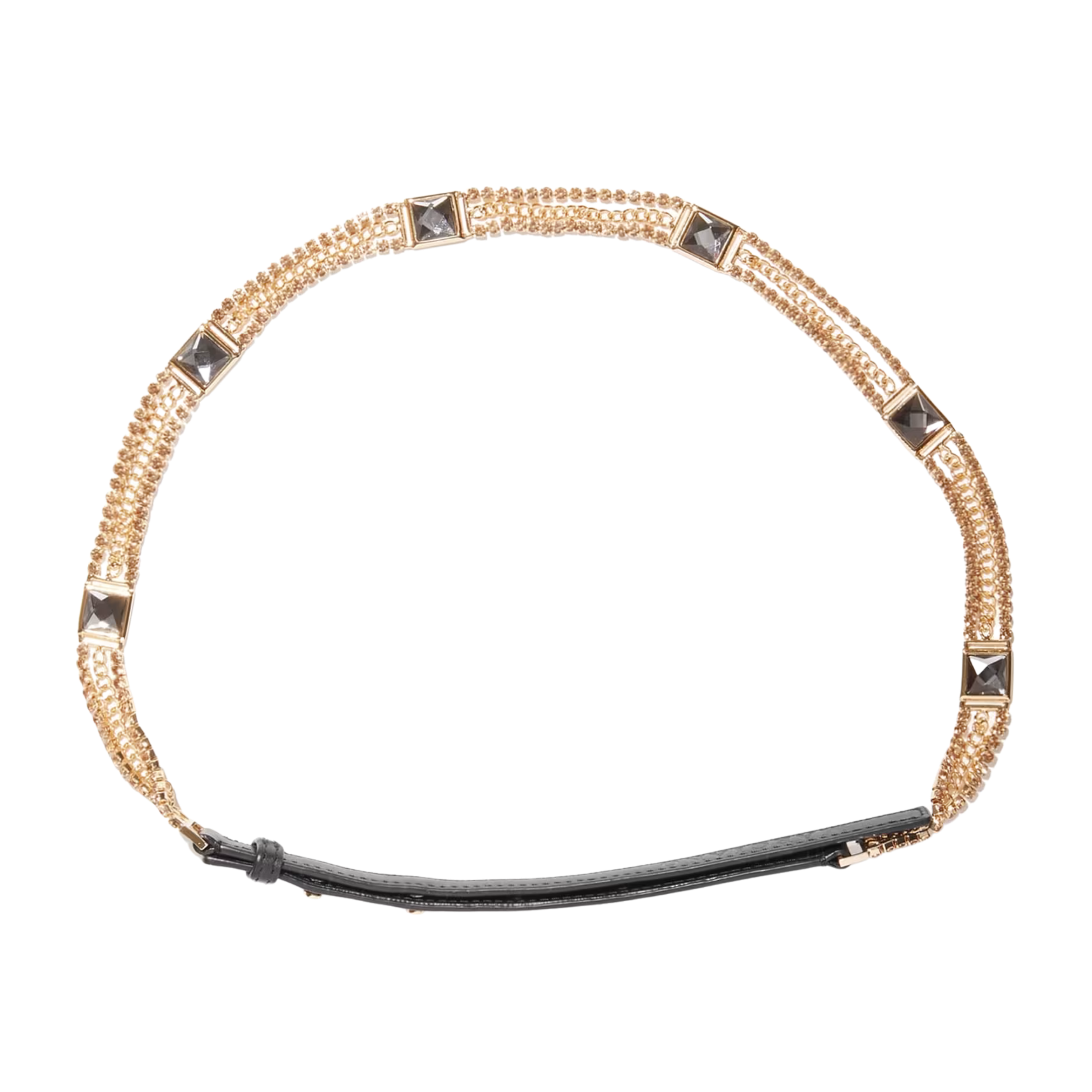 Guess Women Leather Rhinestone Chain Belt - Black