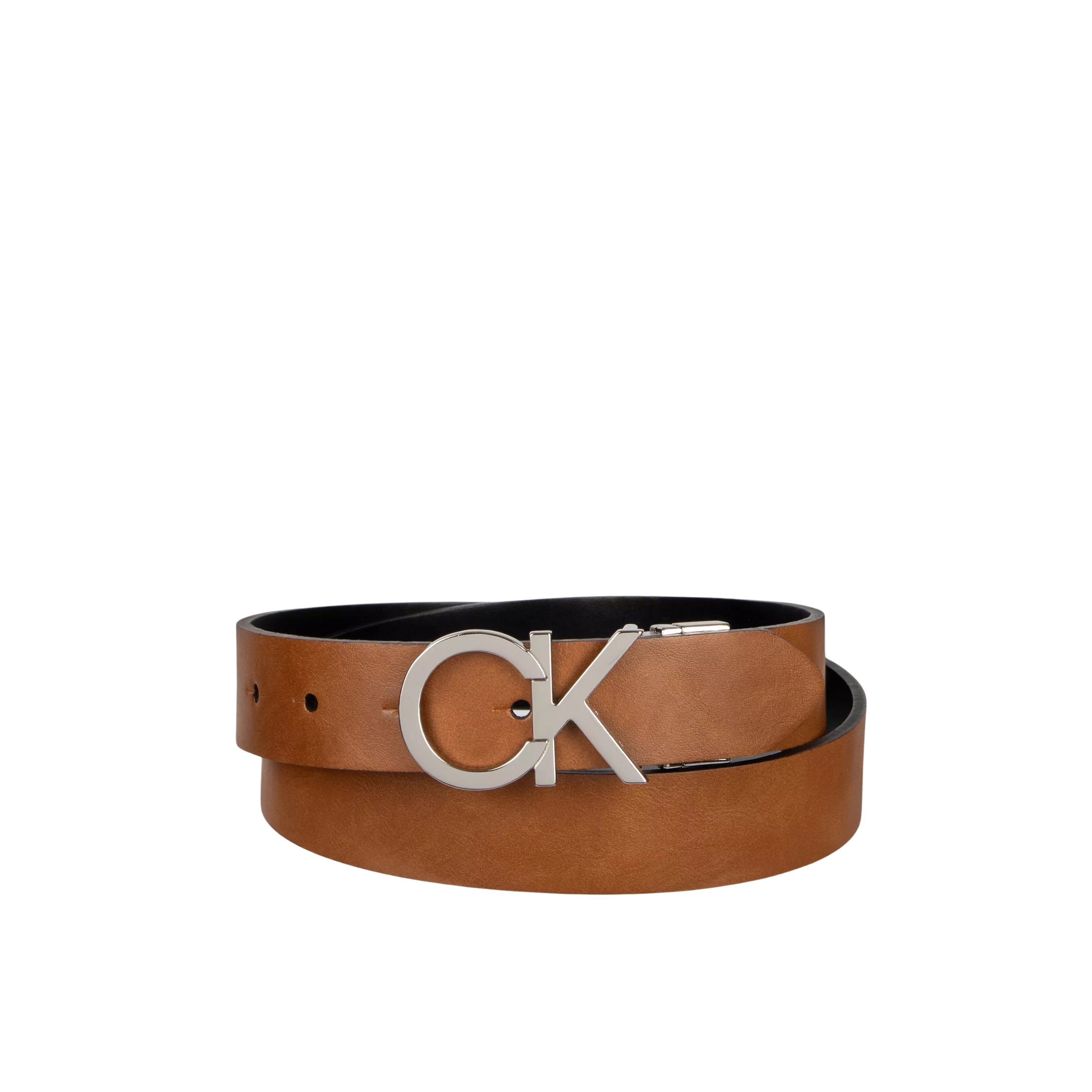 Calvin Klein Women Monogram Logo Plaque Reversible Belt - Black Brown