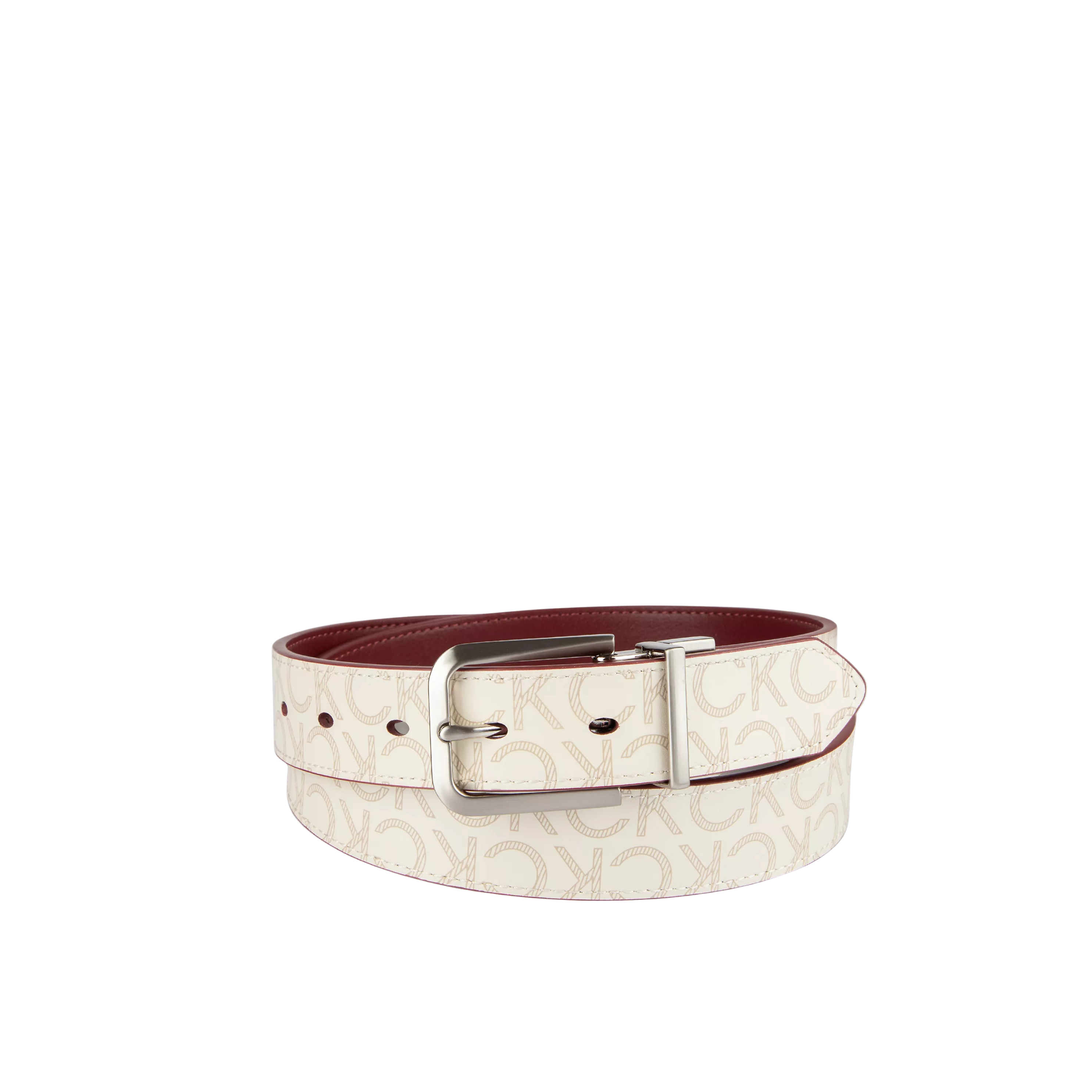 Calvin Klein Women Reversible Monogram Logo Belt - Burgundy