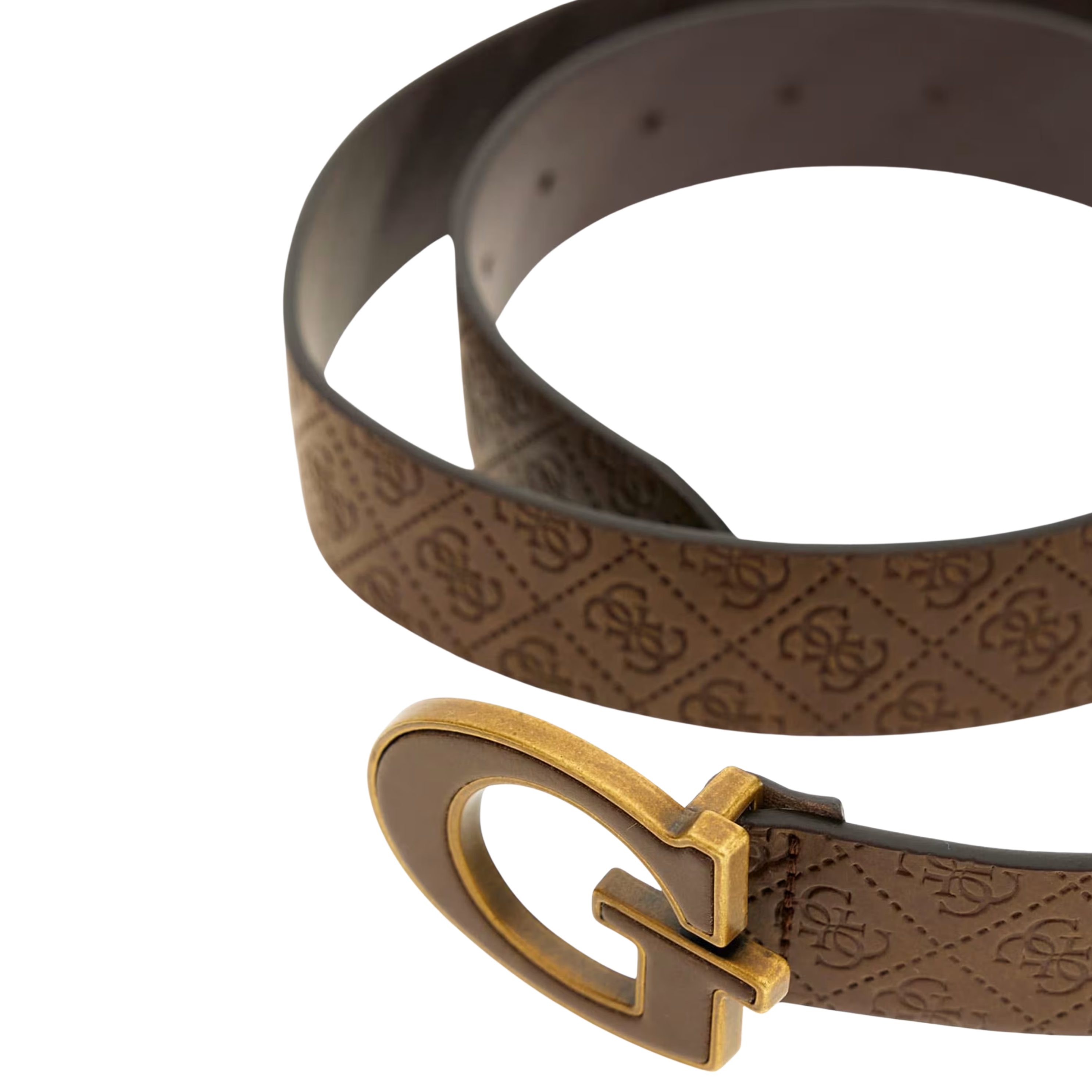 Guess Men Quattro G Leather Belt - Chocolate Brownie