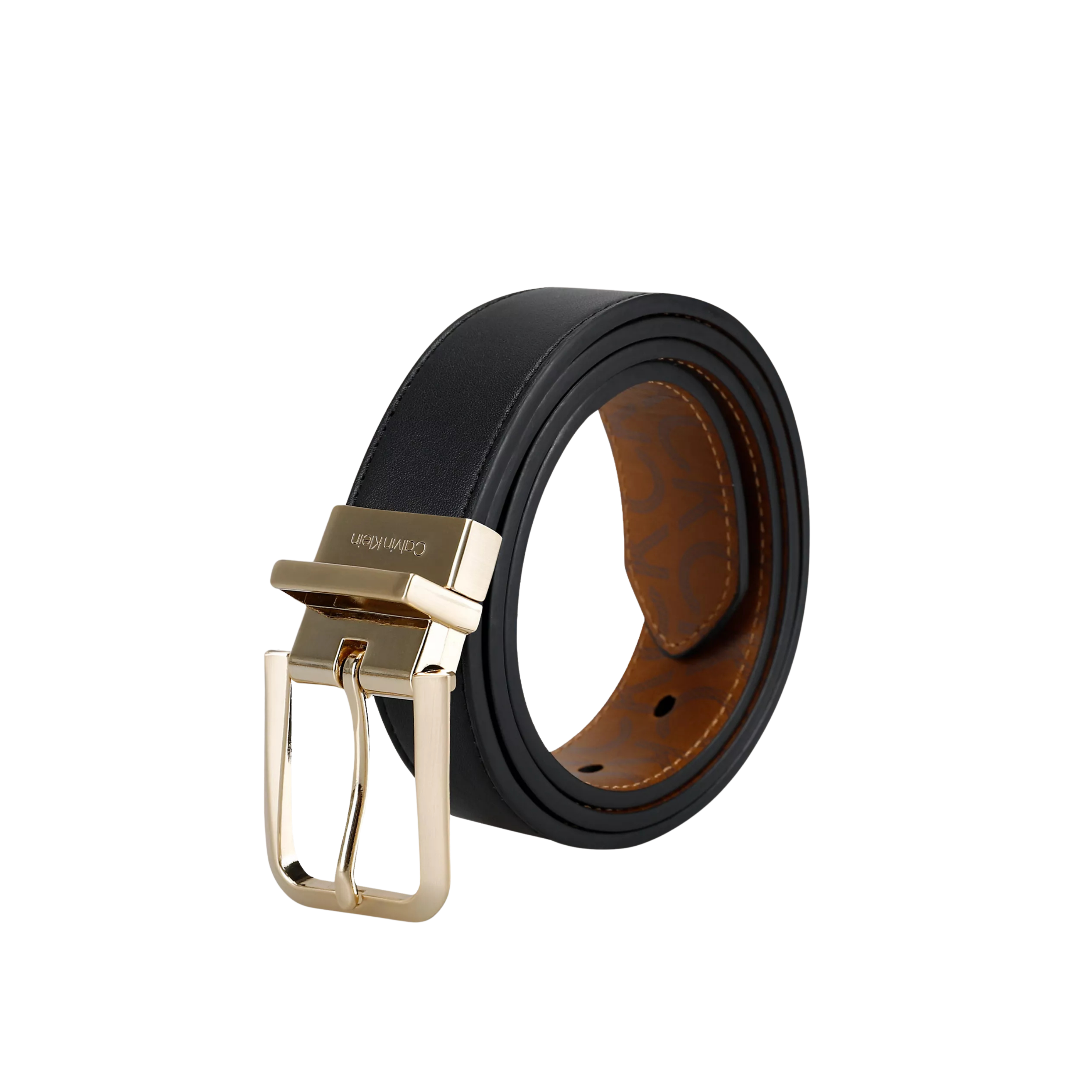Calvin Klein Women Reversible Monogram Logo Belt - Black Logo