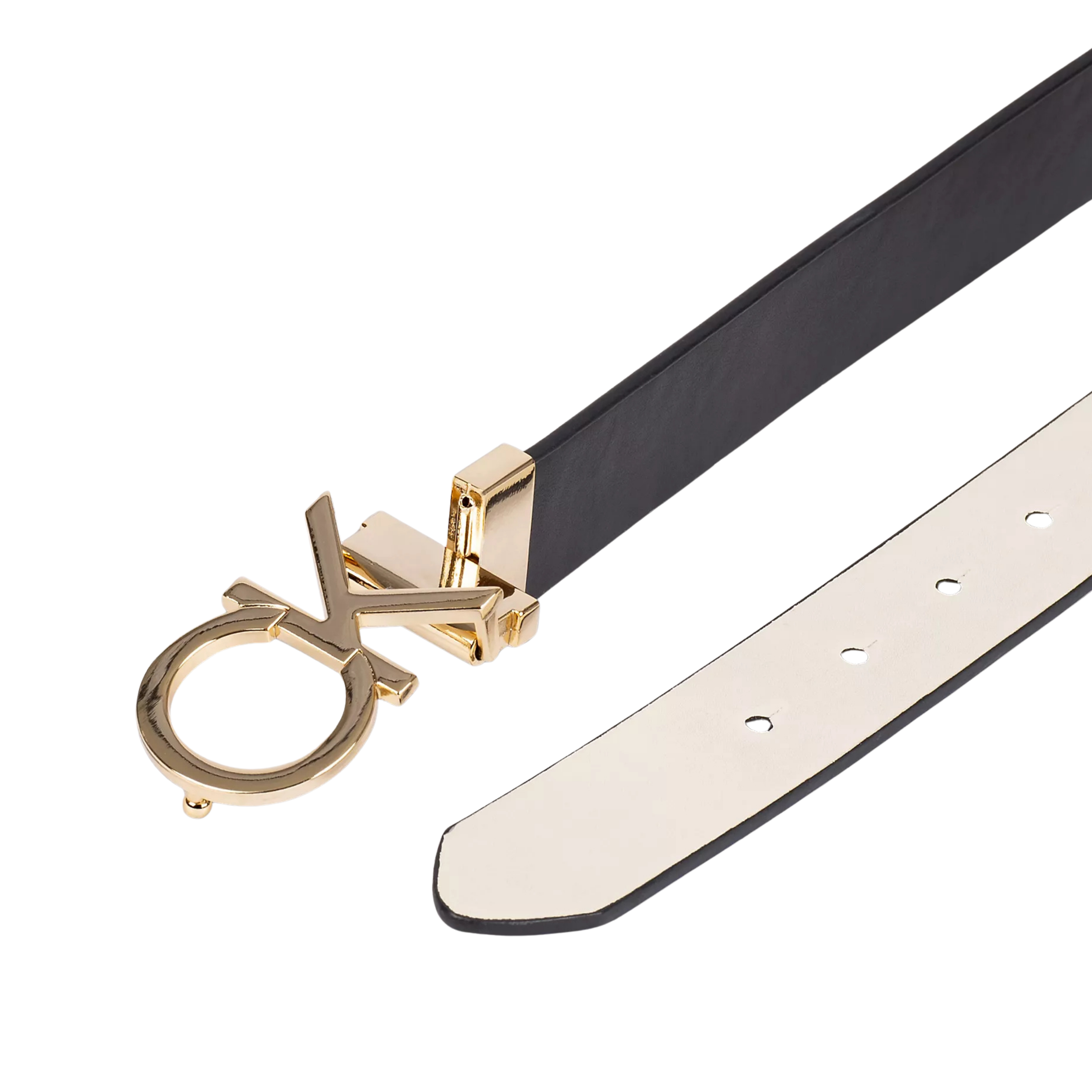 Calvin Klein Women Monogram Logo Plaque Reversible Belt - Black Bone