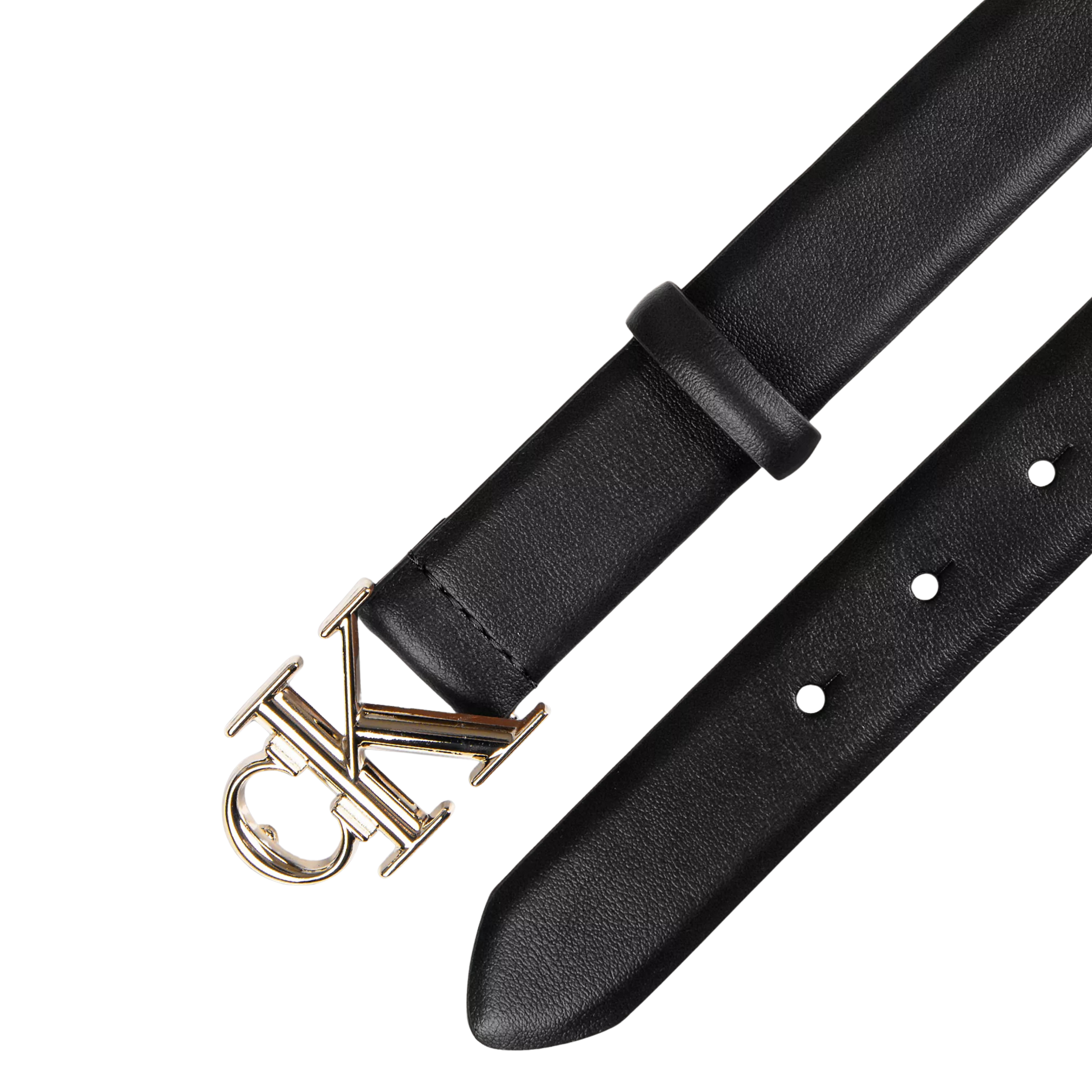 Calvin Klein Women Monogram Logo Plaque Belt - Black 001